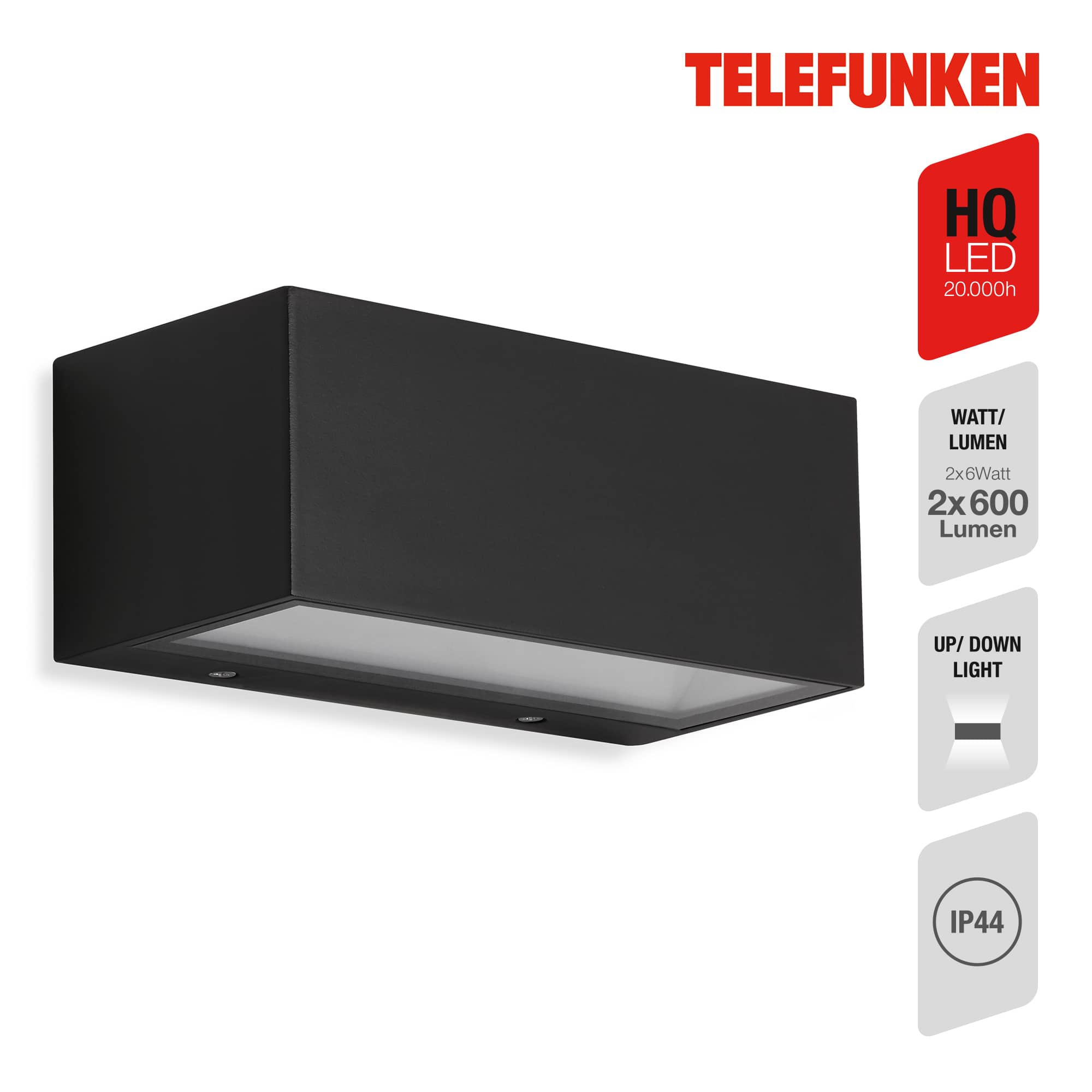 TELEFUNKEN LED Außenwandleuchte Schwarz