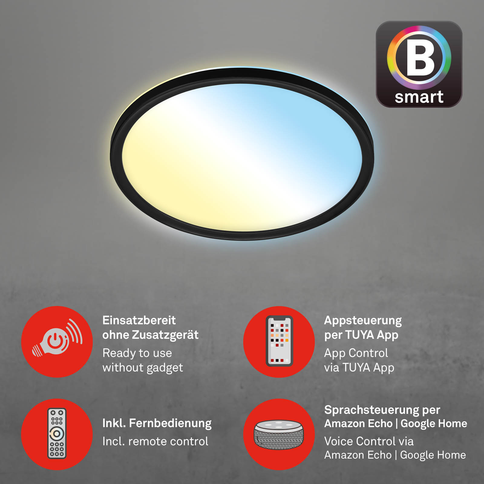 Bsmart WiFi + BluetoothUltraflache s CCT LED Panel Funktion