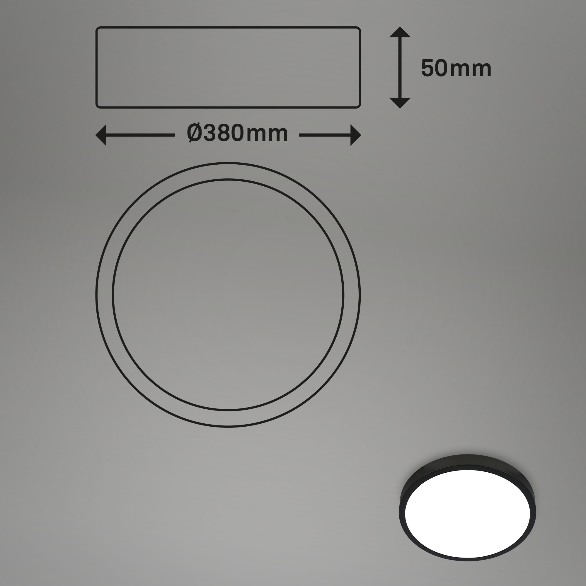 RGBW-LED Aufbauleuchte schwarz LED Maßzeichnung