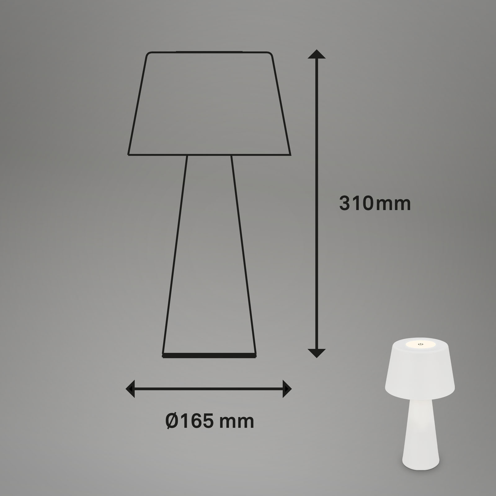 LED Akku-Tischleuchte weiß Maße