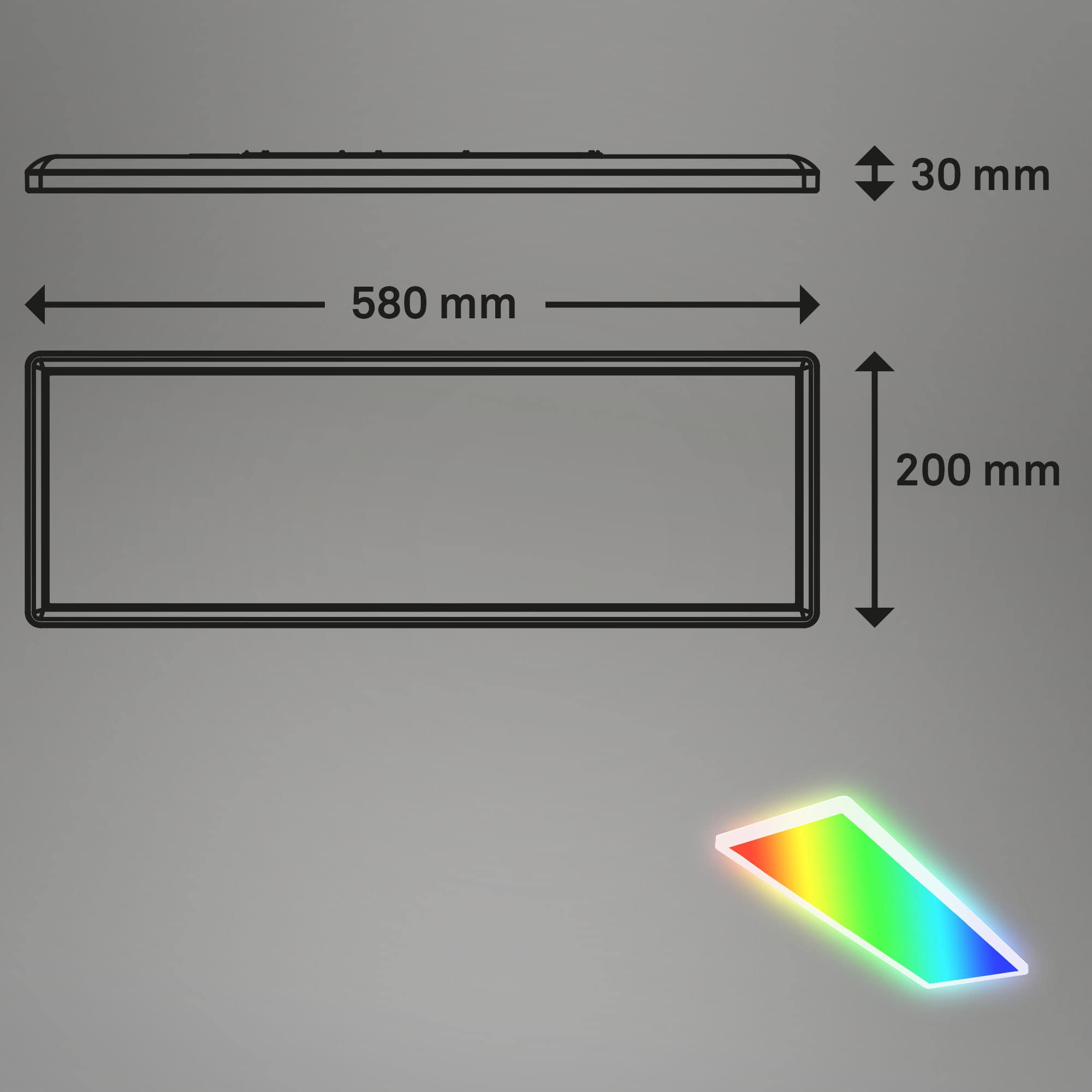 Ultraflaches CCT RGB LED Panel weiß Maße