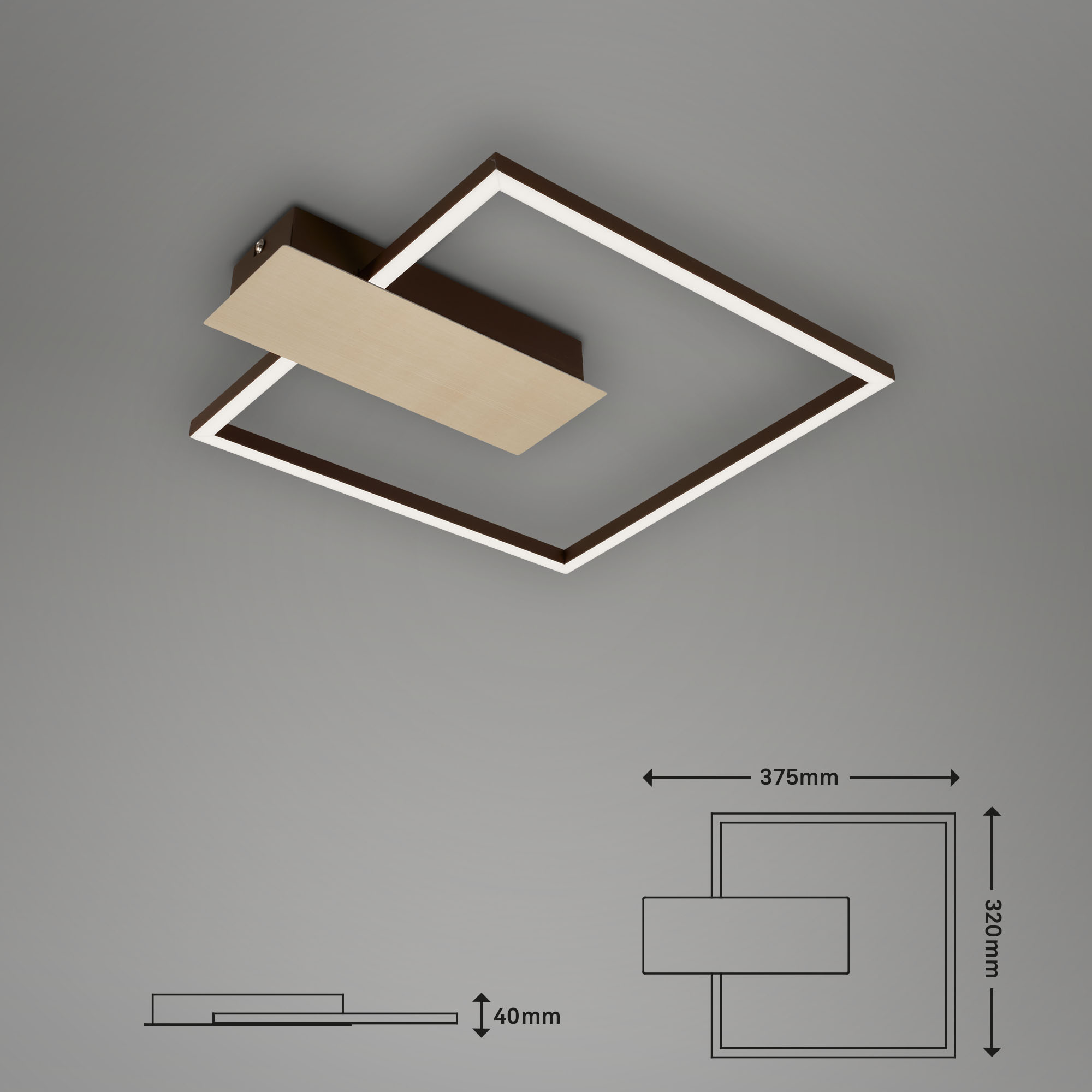 LED Wand- und Deckenleuchte gold eloxiert-braun LED Maßzeichnung