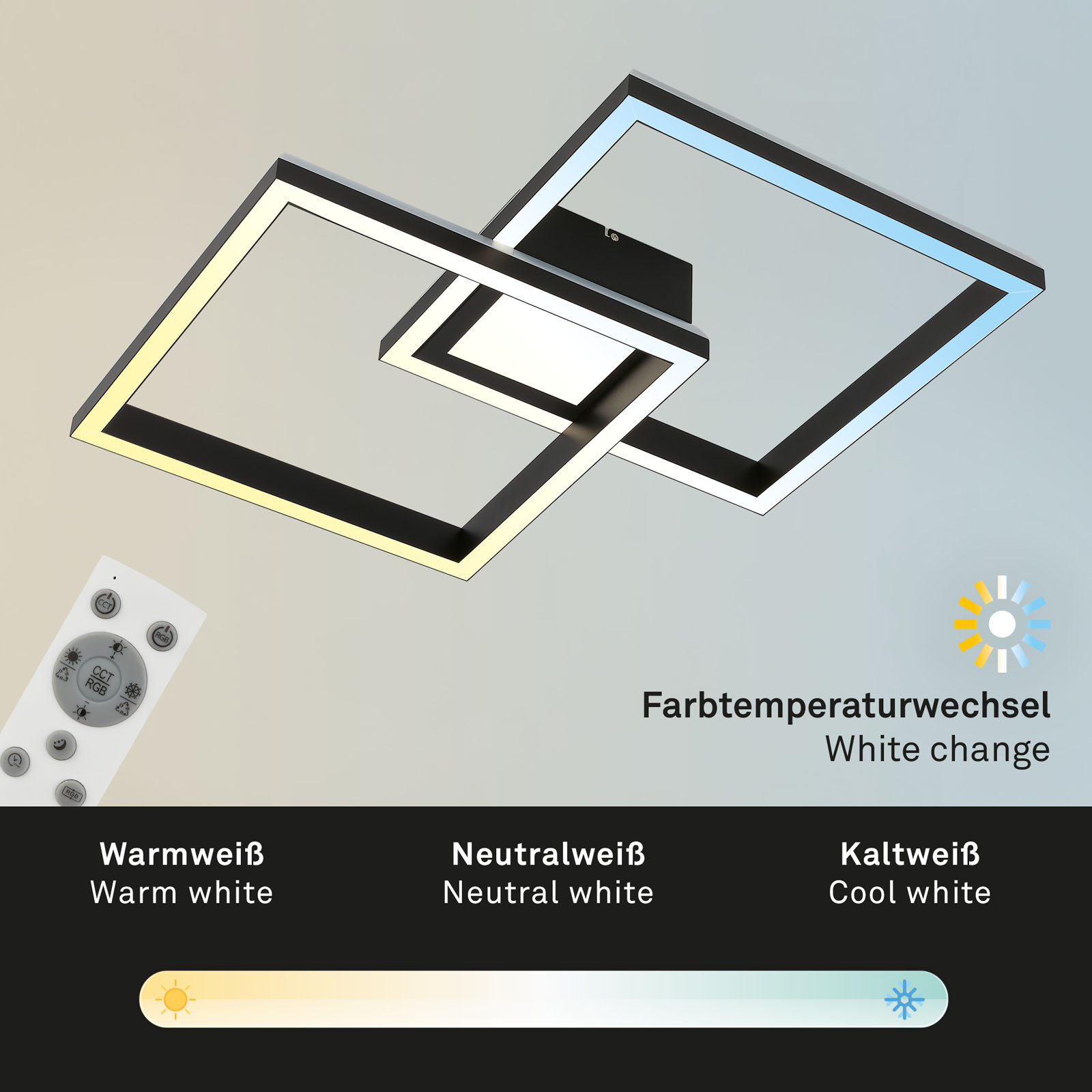 RGB CCT LED Deckenleuchte Schwarz