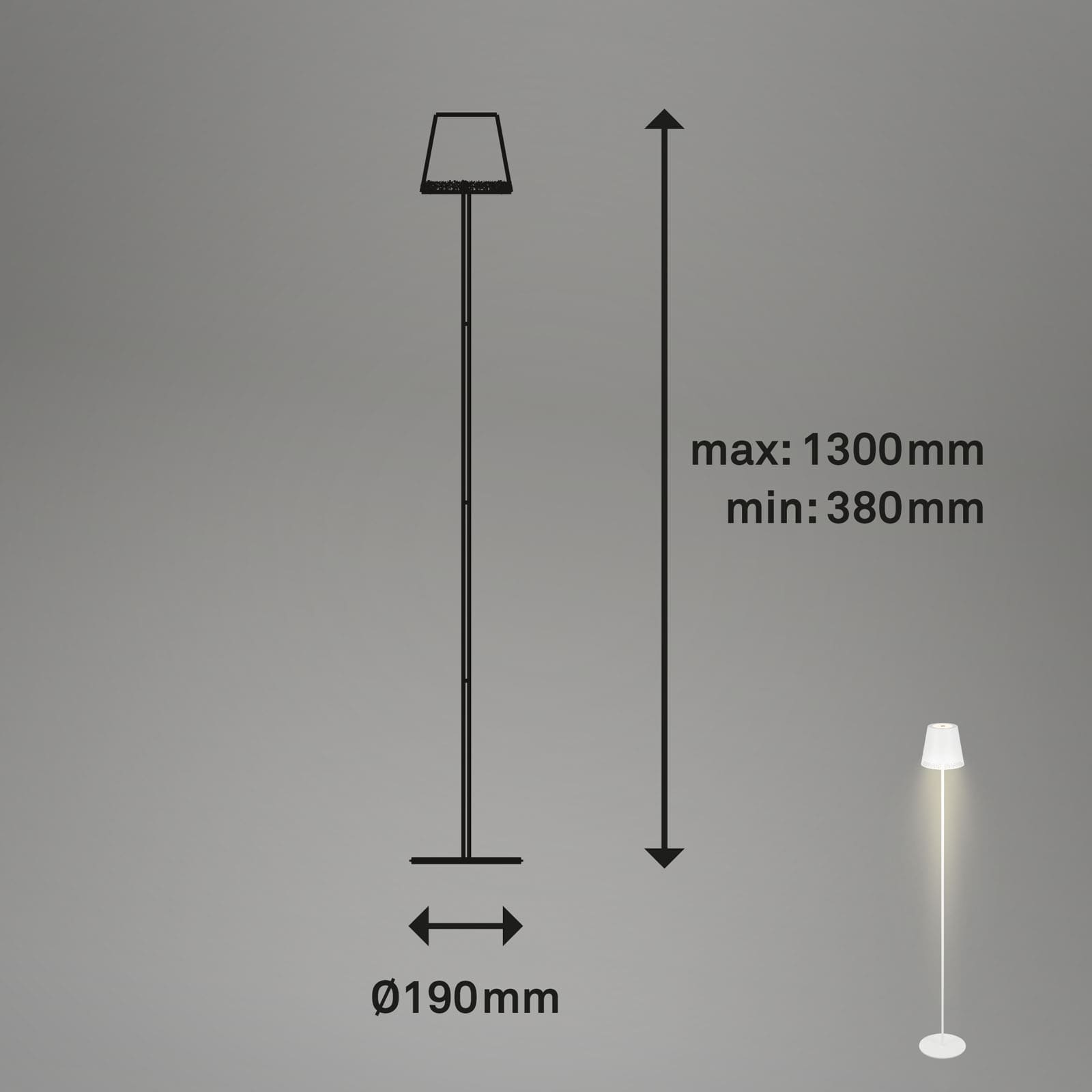 LED Akku-Stehleuchte 130 cm weiß 400lm 3,5 Watt