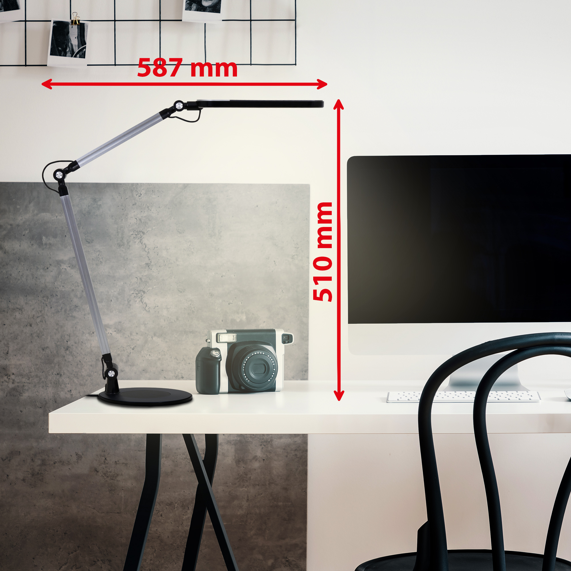 CCT LED Funktionstischleuchte schwarz LED Maßzeichnung