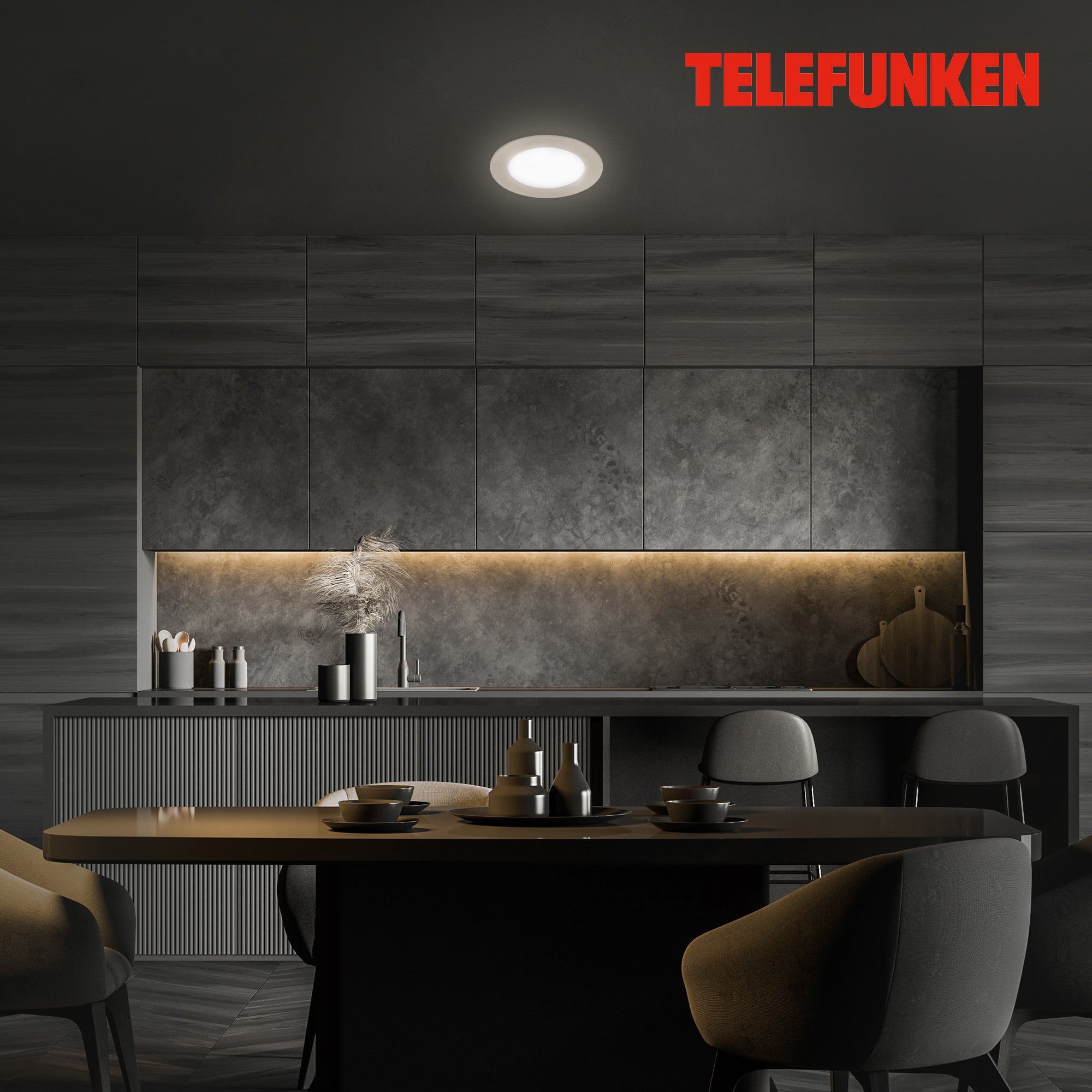 Telefunken Smart LED installation lamp, Ø 12 cm, 6 W, matt nickel