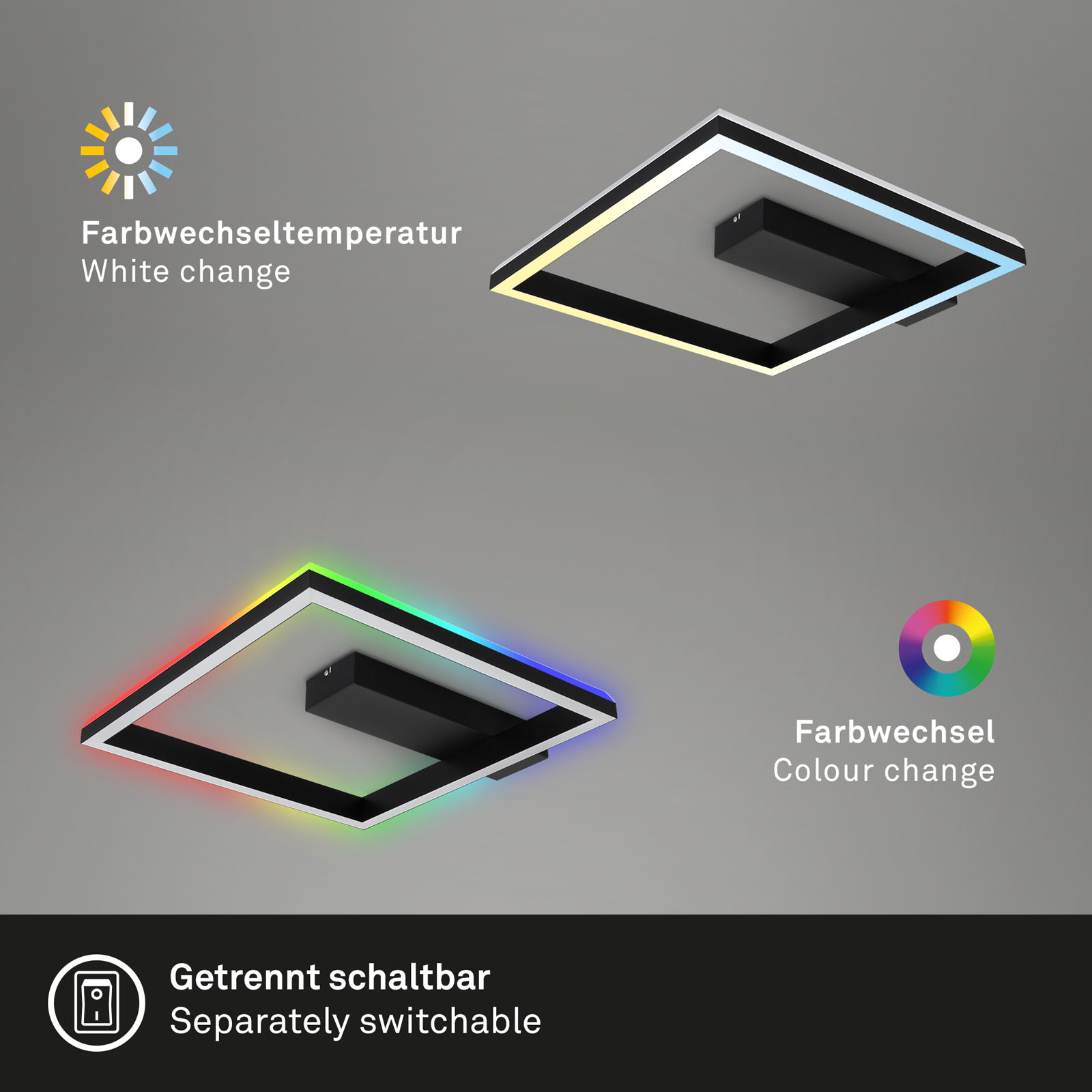 RGB CCT LED Deckenleuchte schwarz