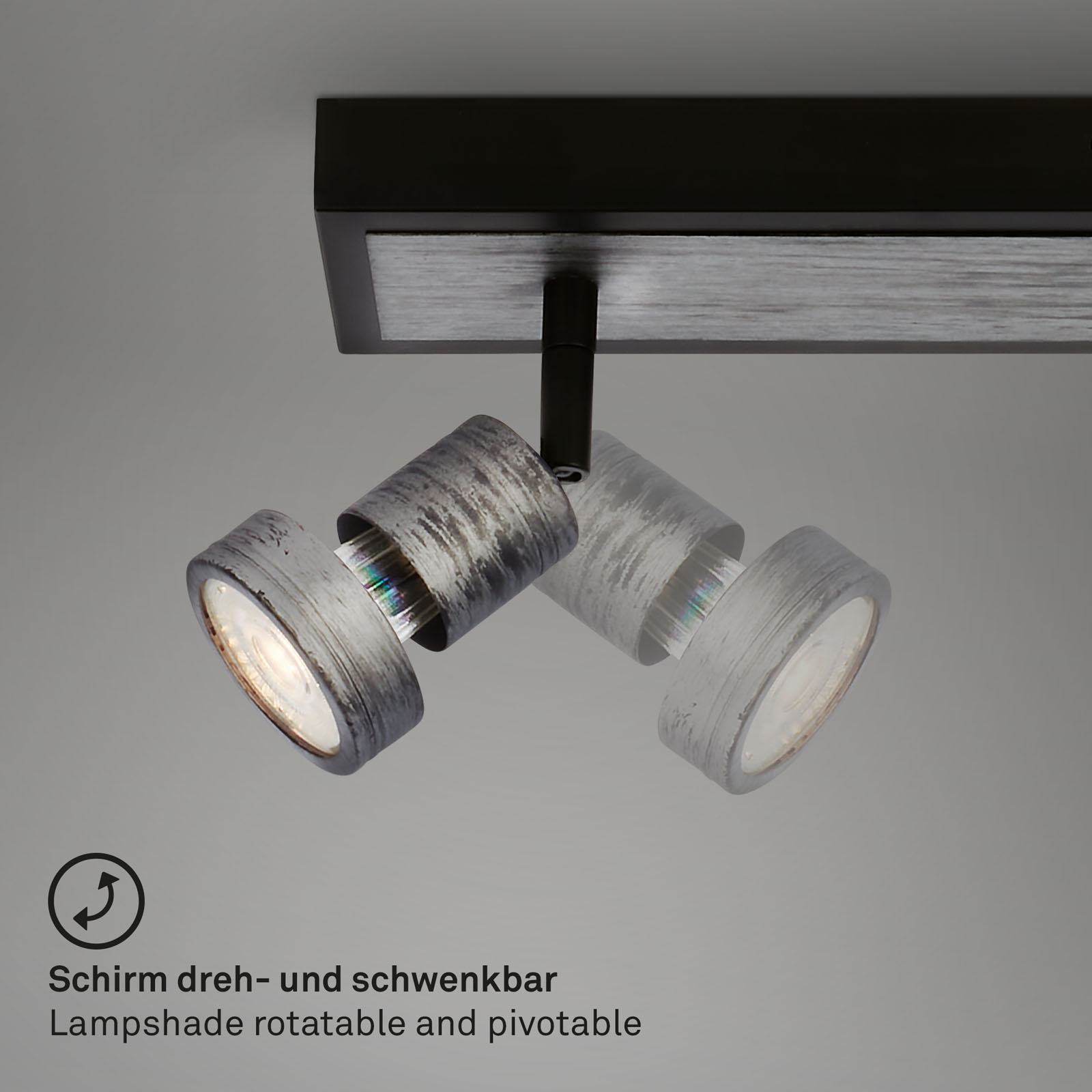 LED Spotleuchte antik-silber 3xLED GU10 Funktion1