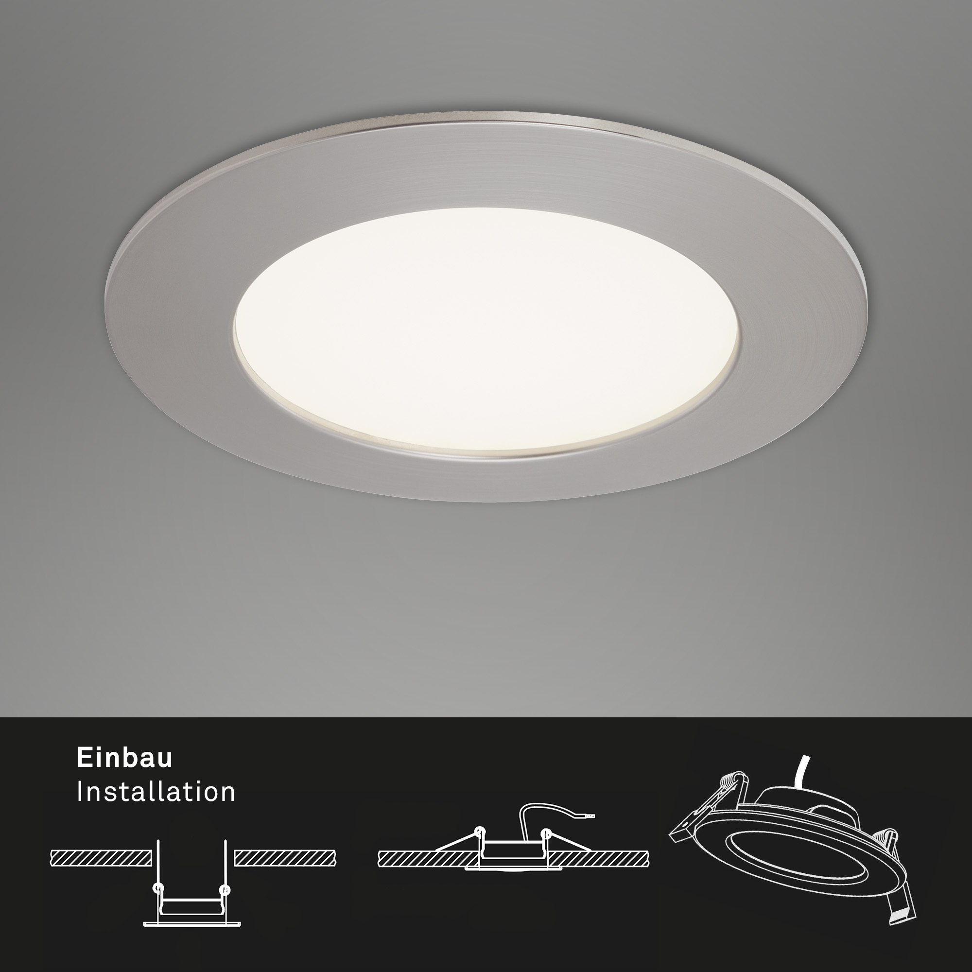 LED Einbauleuchte matt-nickel 3xLED-Platine Funktion