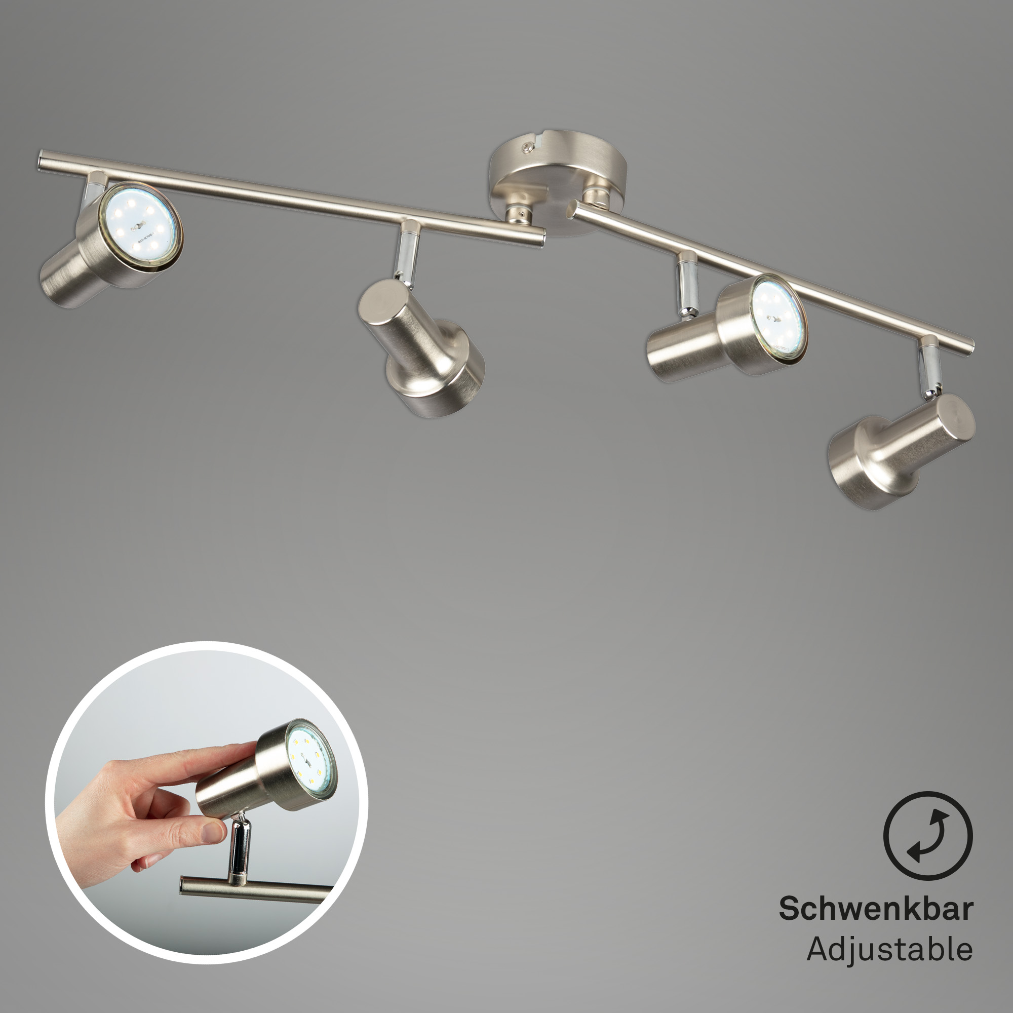 LED Deckenleuchte matt-nickel 4xLED GU10 Funktion