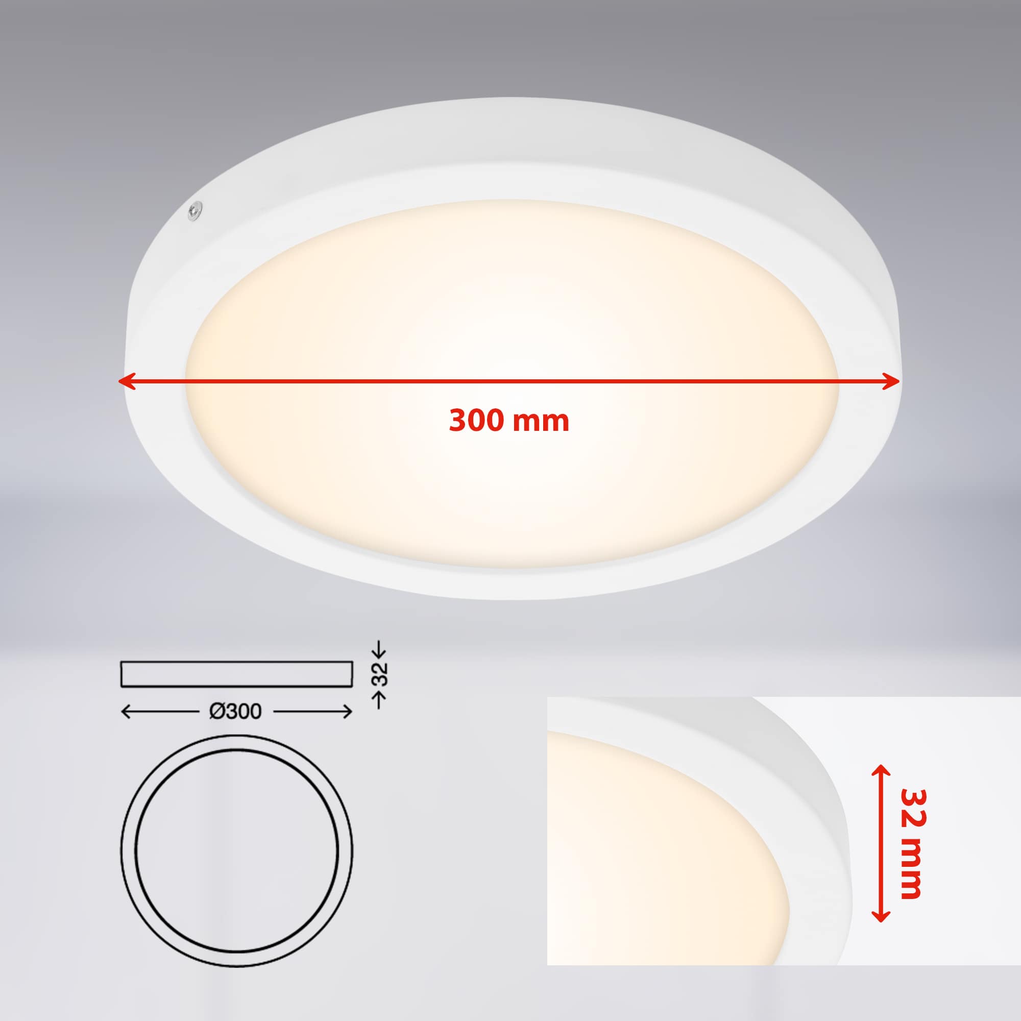 LED Aufbauleuchte weiß LED-Platine Maßzeichnung