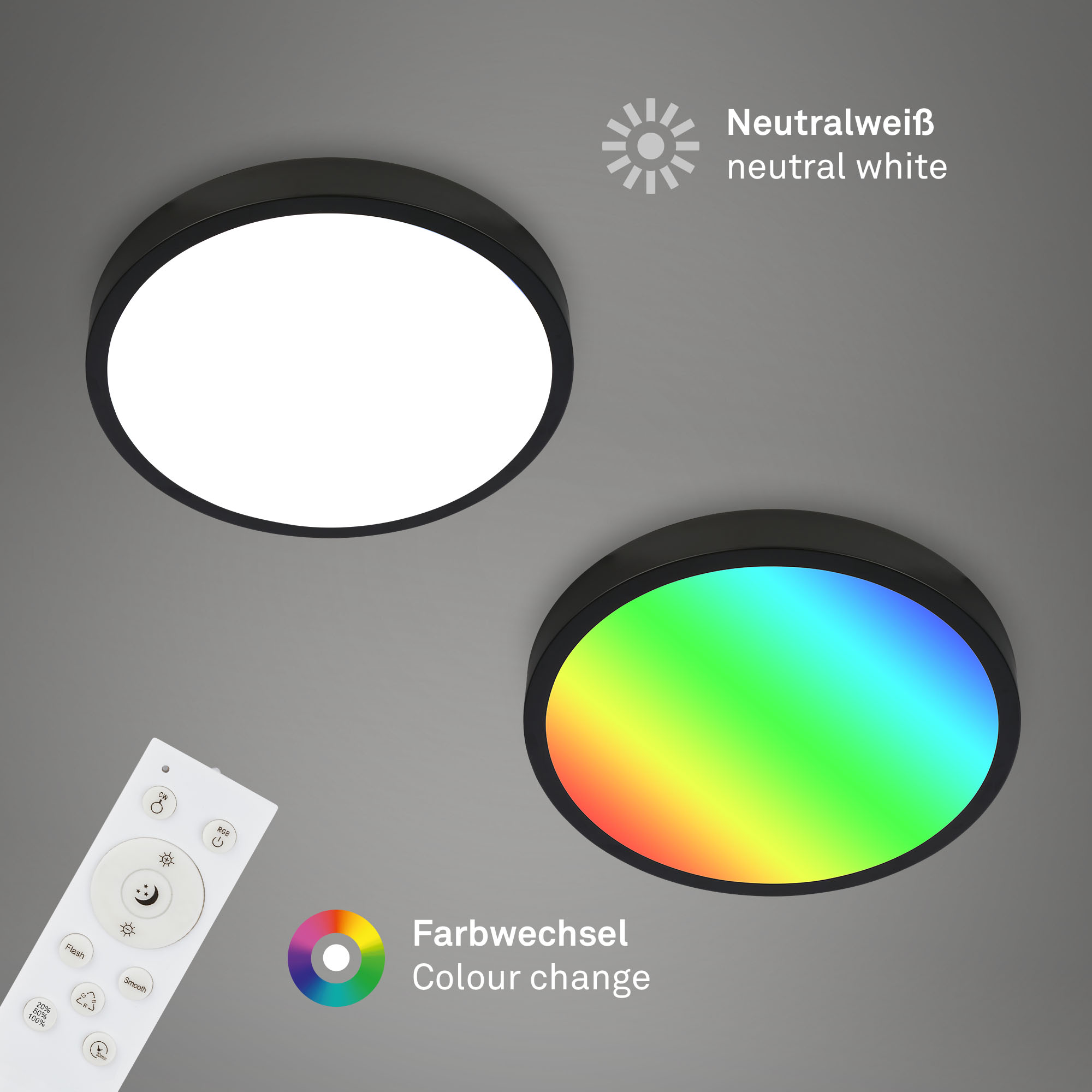 RGBW-LED Aufbauleuchte schwarz LED Fernbedienung