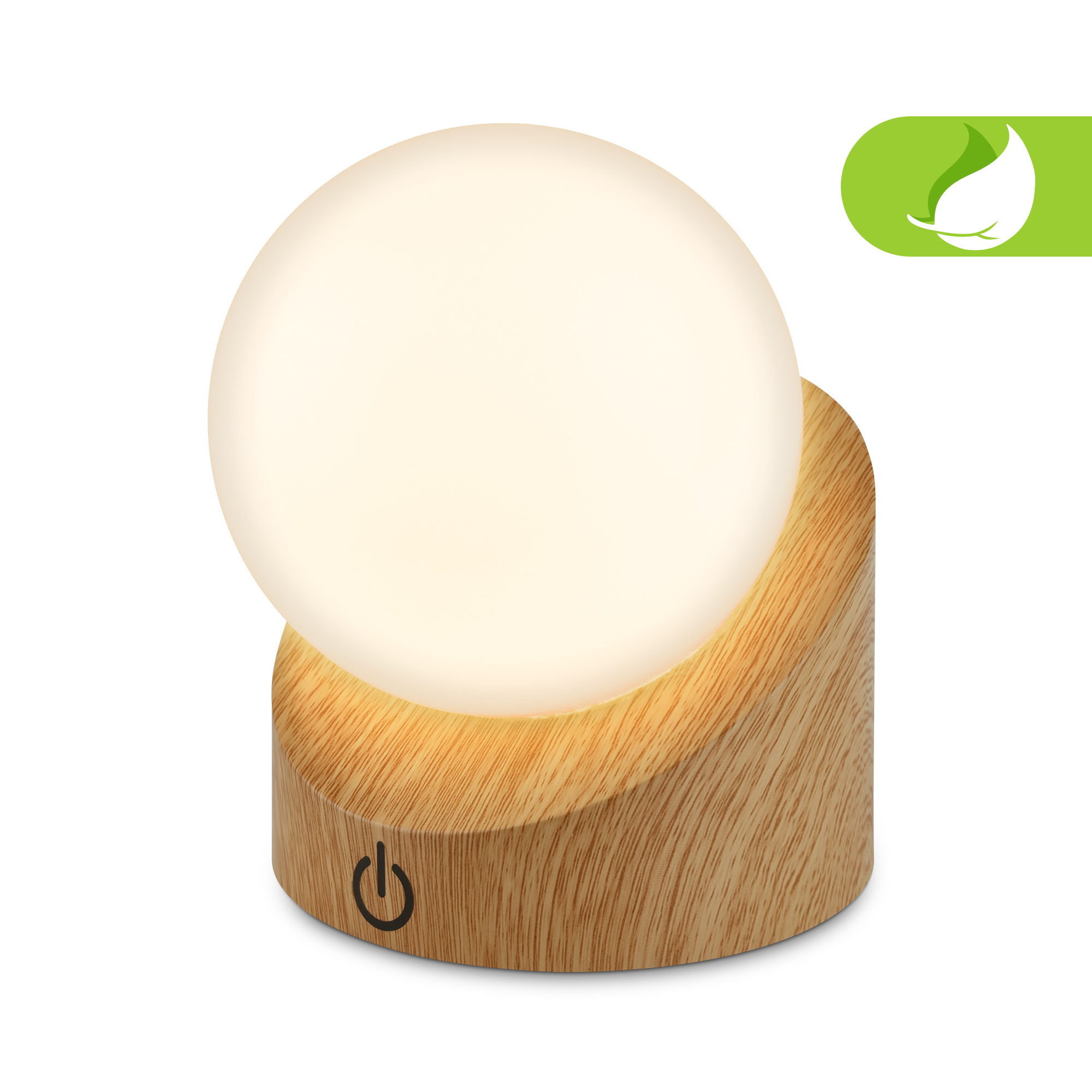 Briloner Sora Mini LED table lamp cordless IP54, dimmable, touch, wood look