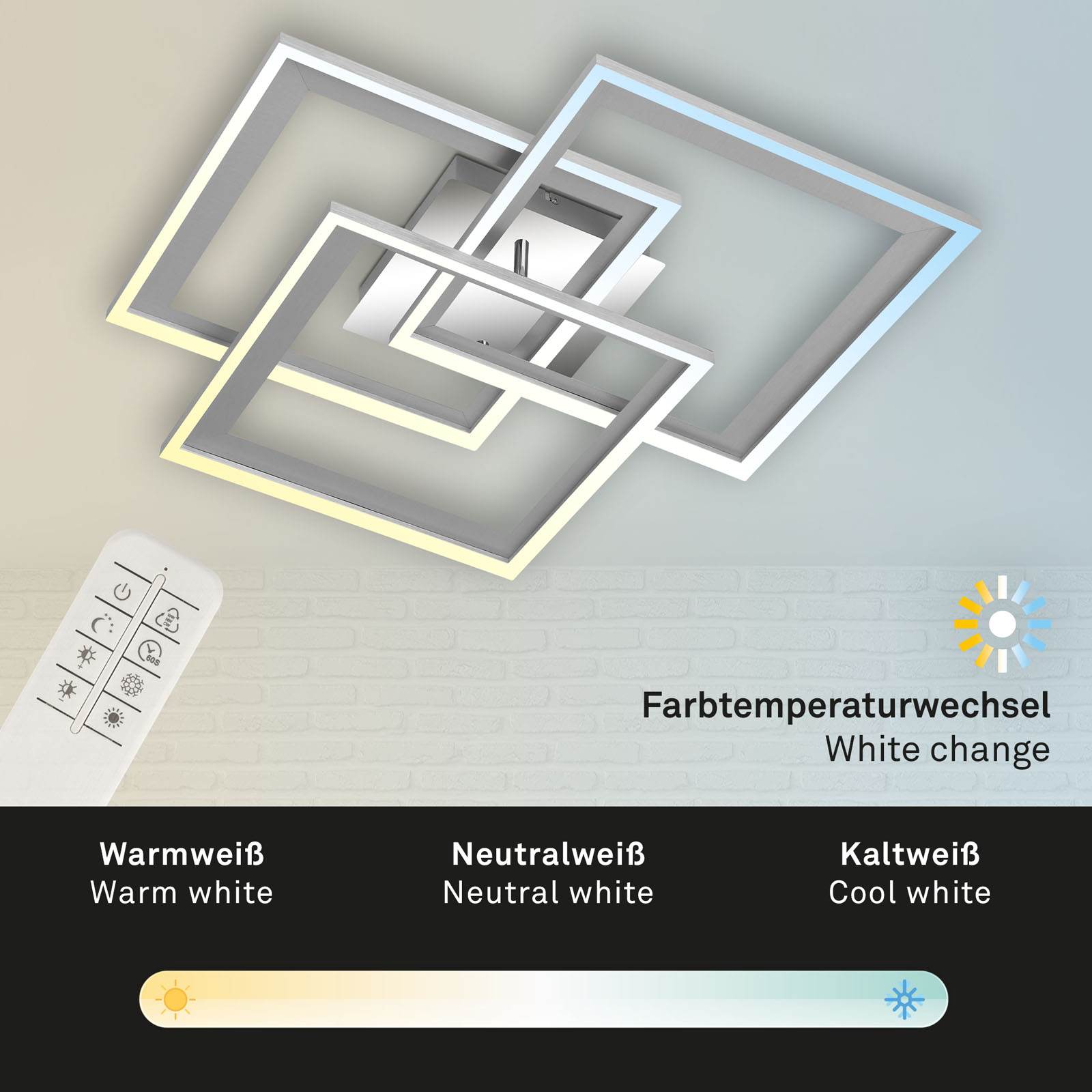 CCT LED Deckenleuchte Alu-chrom