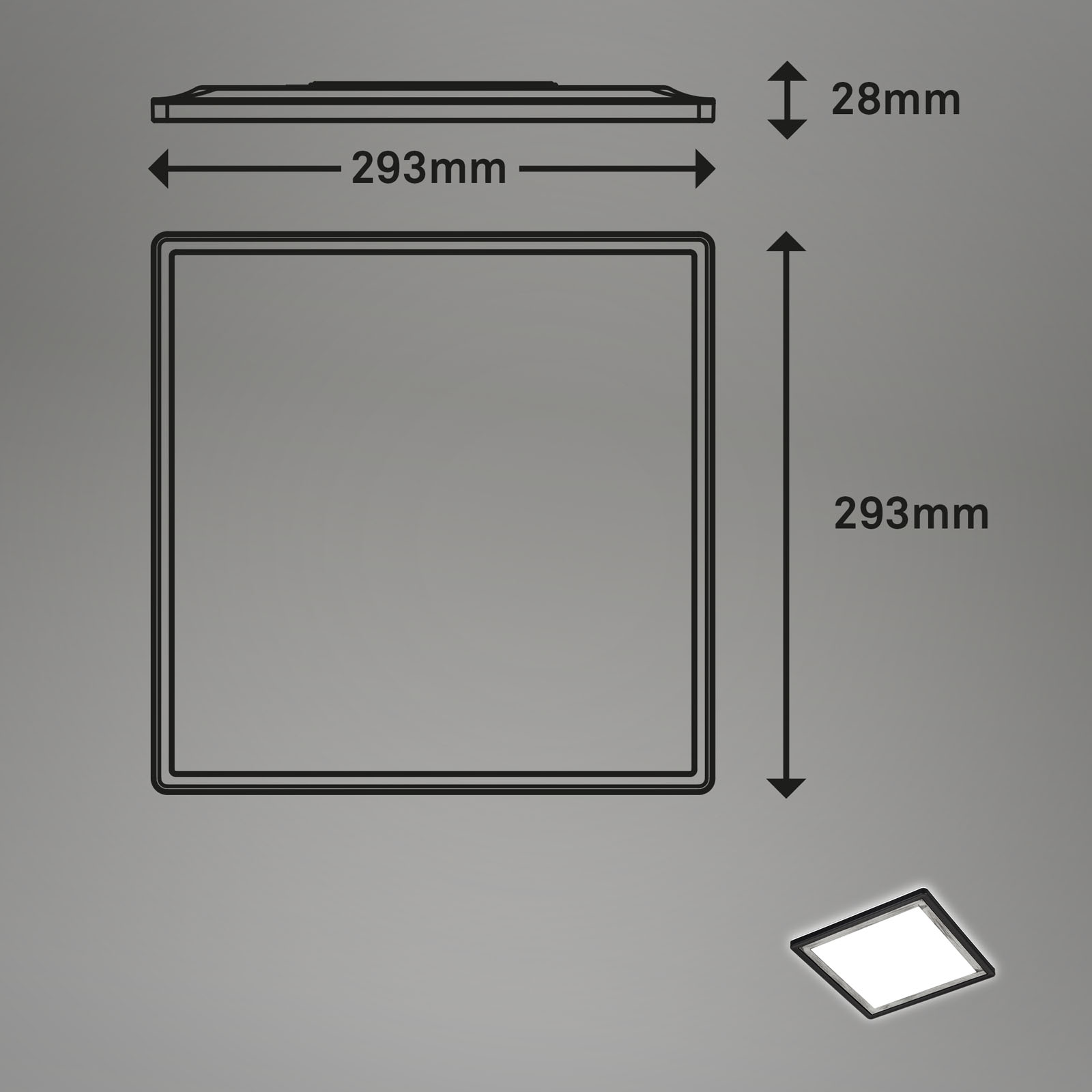 Ultraflaches LED Panel Silber Schwarz Maße