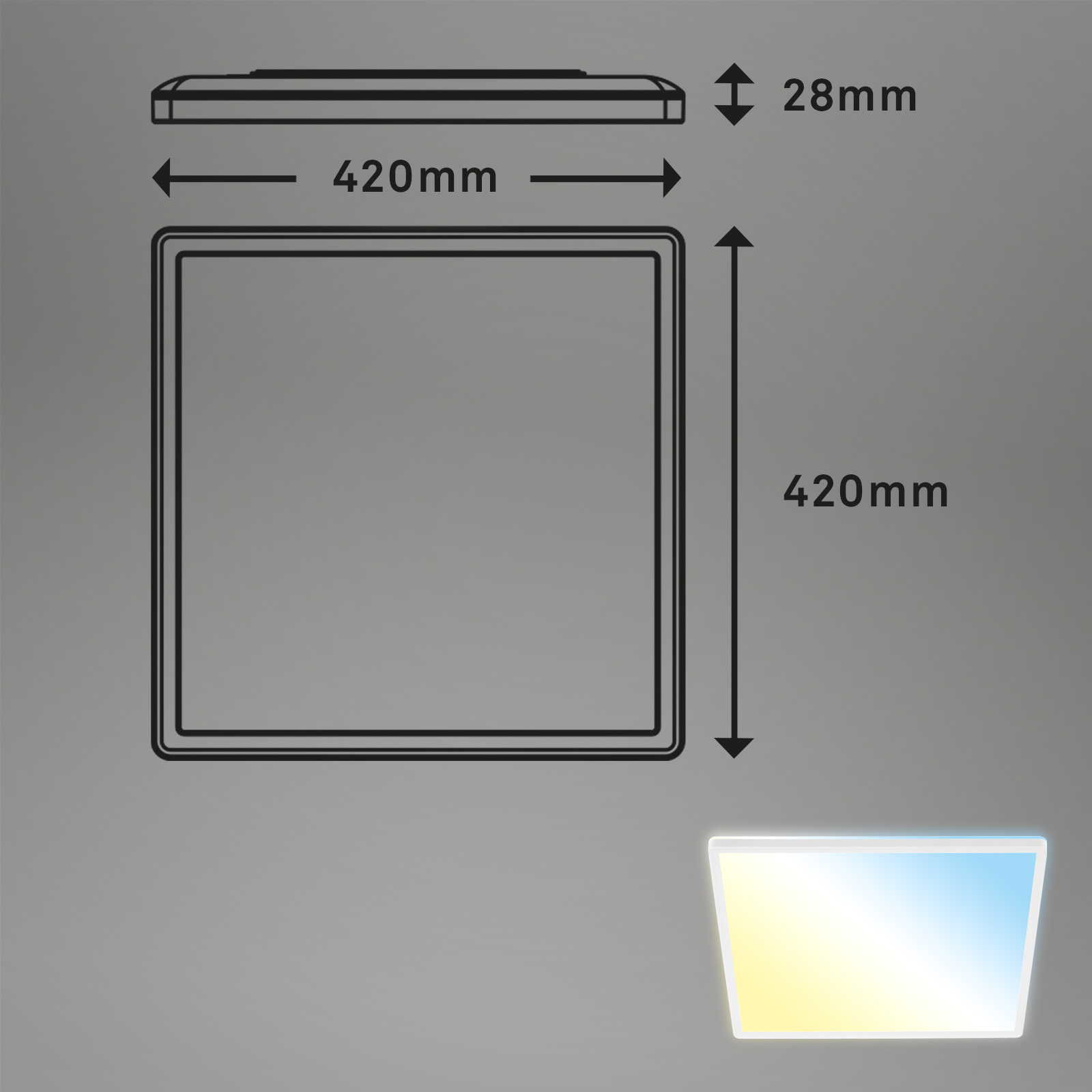 CCT LED Panel Ultraflach weiß Maße