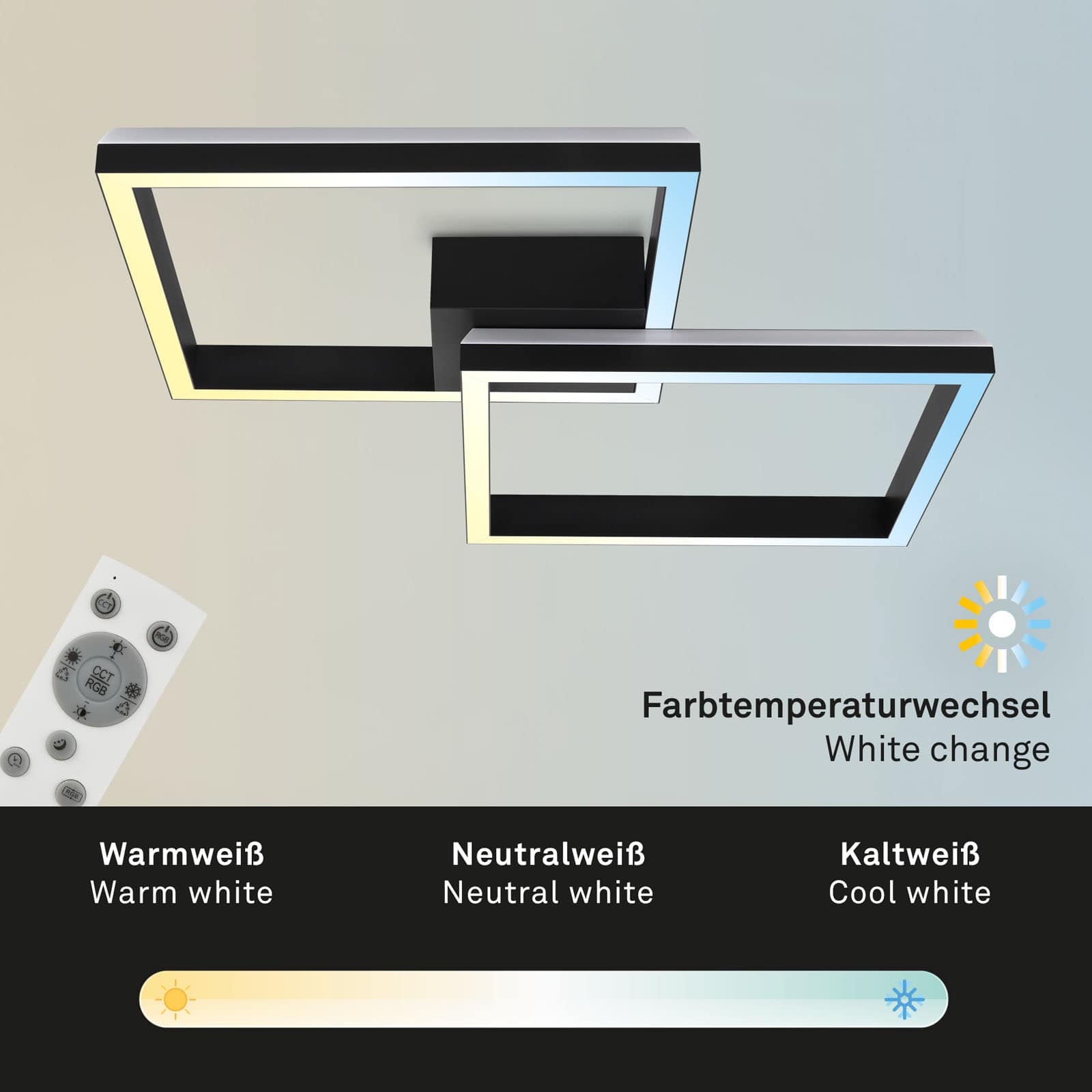 RGB CCT LED Deckenleuchte Schwarz