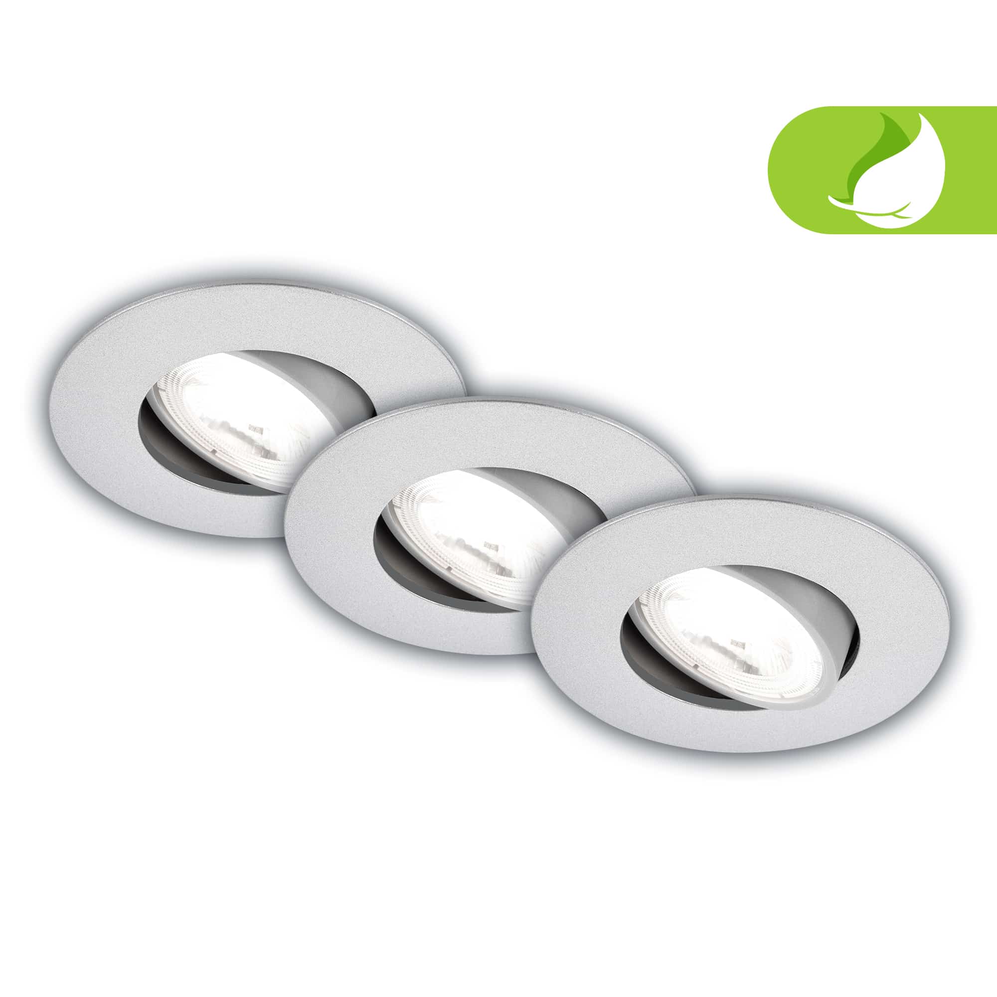 Briloner Kulana A Set of 3 LED recessed spotlights, EEK A, swivelling, matt chrome