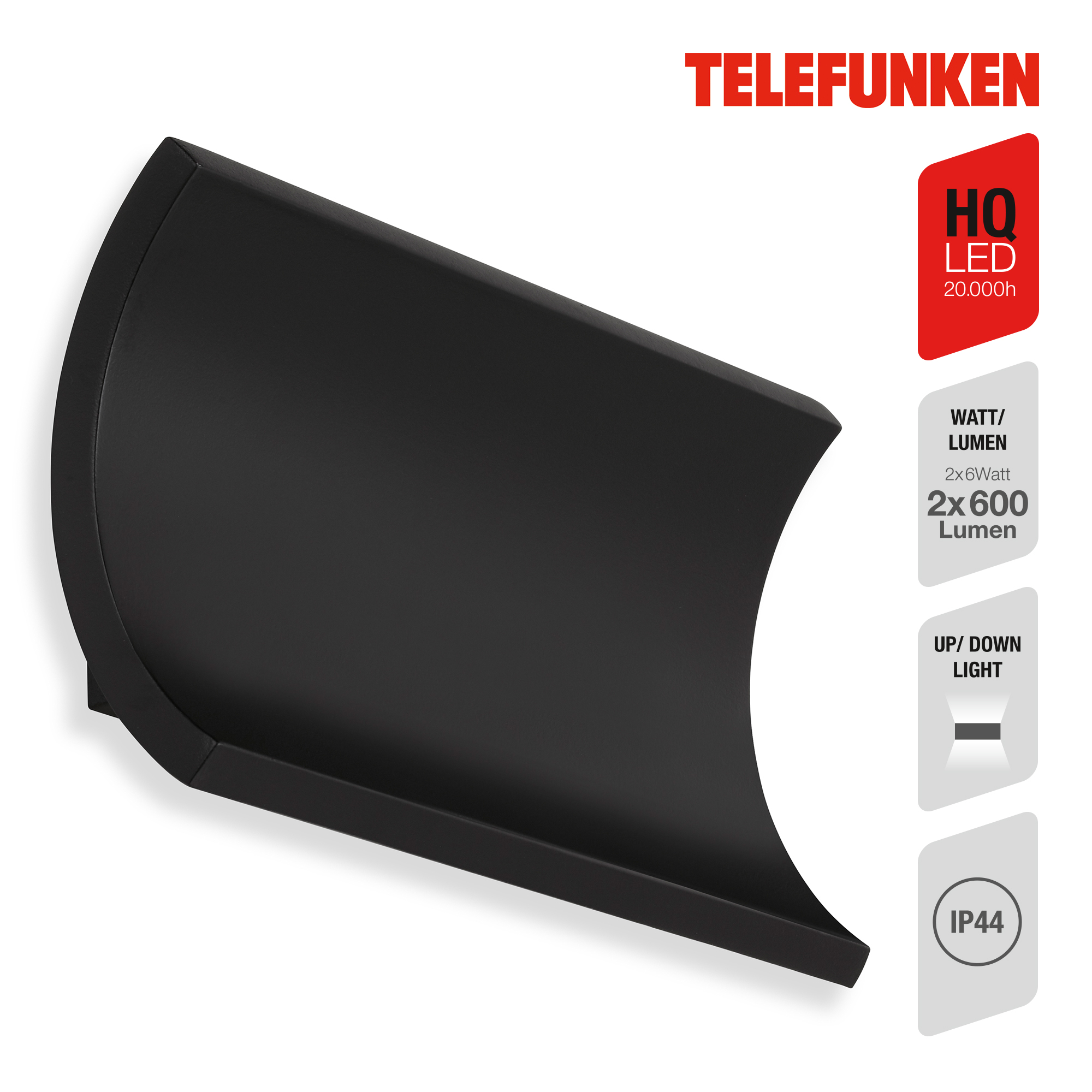 TELEFUNKEN LED Außenwandleuchte Schwarz