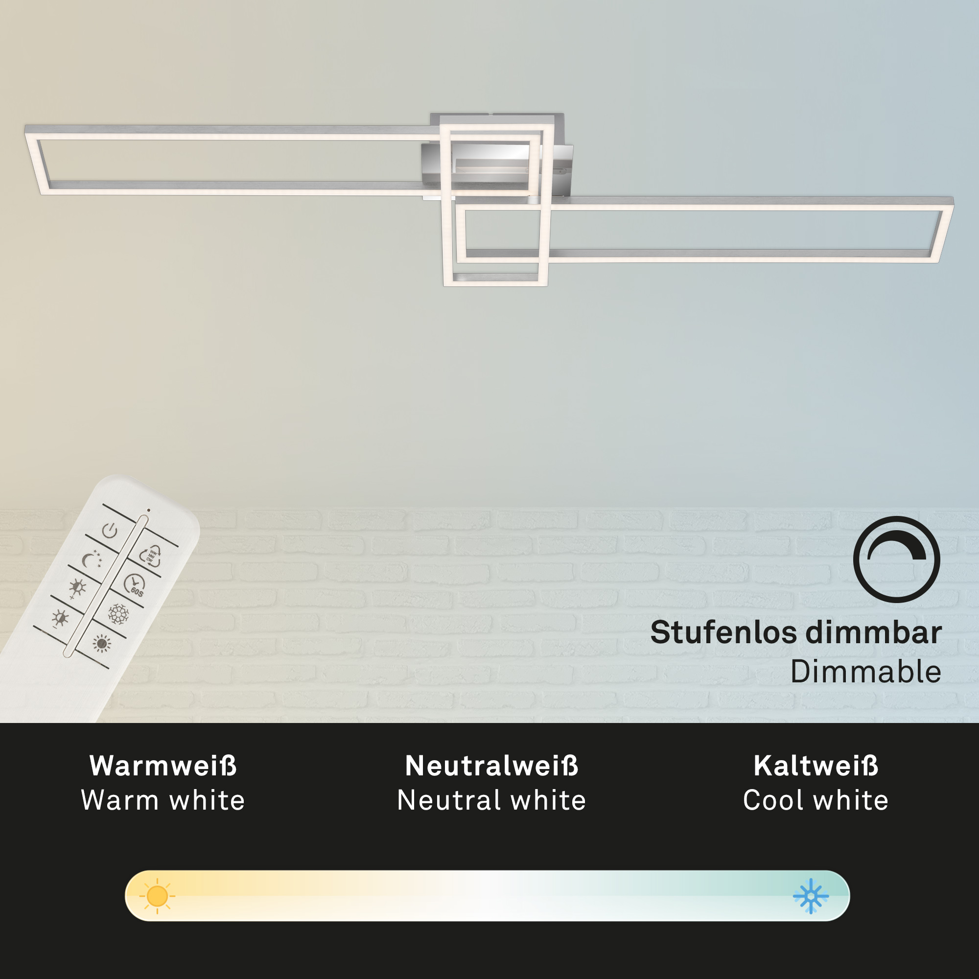 CCT LED Wand- und Deckenleuchte chrom-alu 2xLED 1x1 Funktion