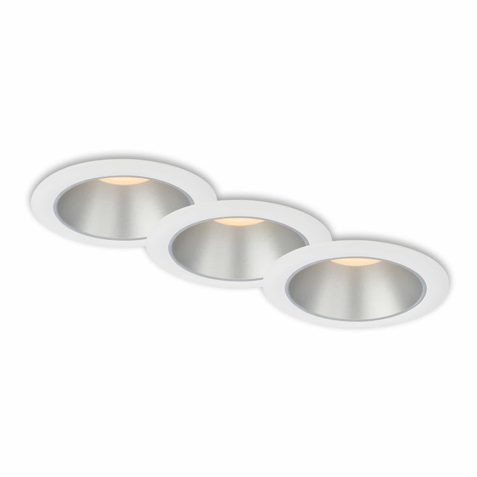 LED-inbouwlampset, Ø9,5 cm, 3x LED, 4,9 W, 480 LM, White-Silver