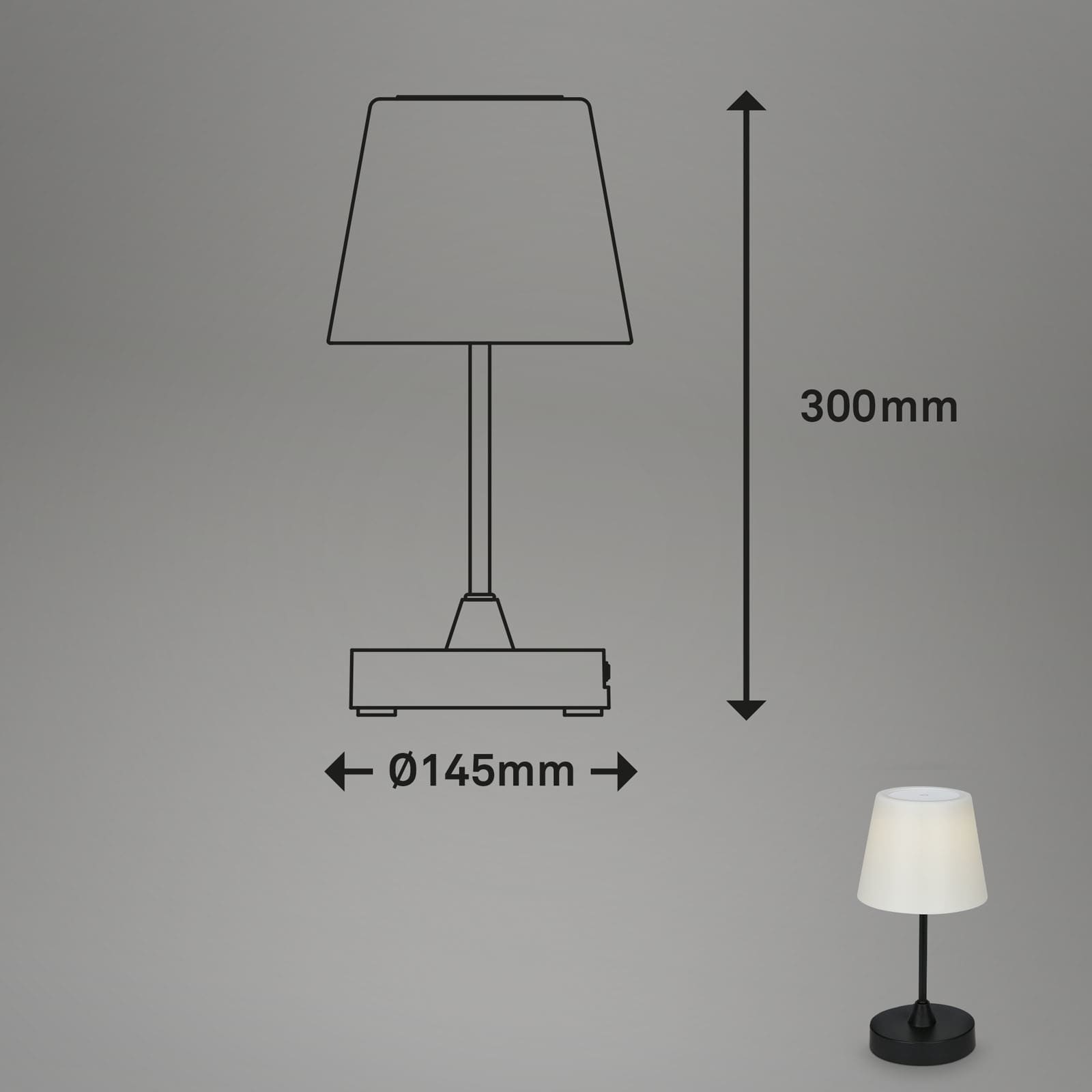 Touch LED Außen-Tischleuchte, Ø30 cm, schwarz W, 3 Lm, LED-Modul, 340