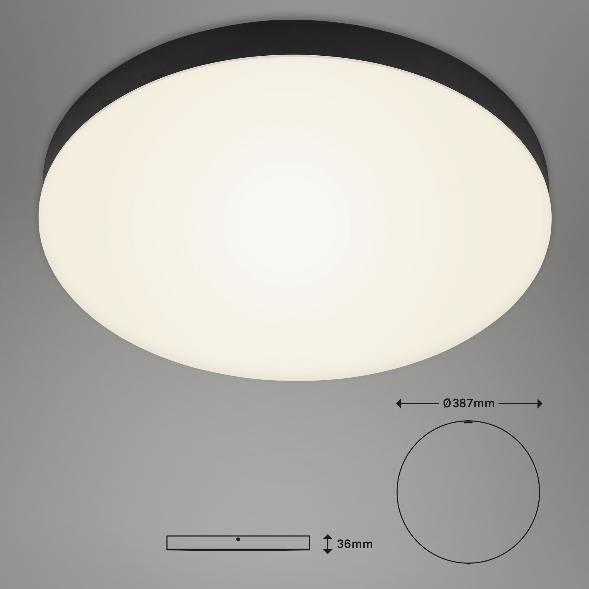 Rahmenlose LED Aufbauleuchte schwarz LED-Platine4 Maßzeichnung