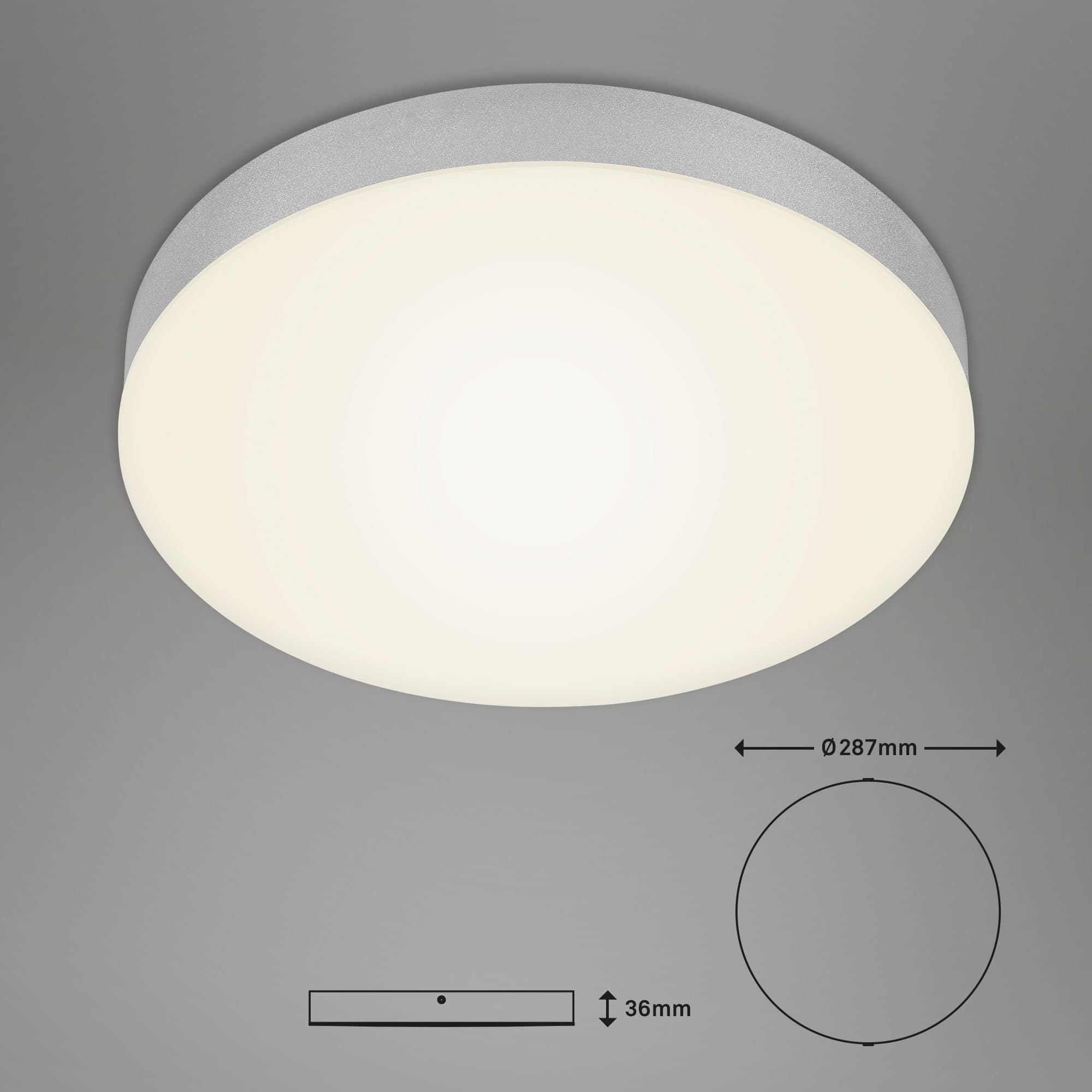 Rahmenlose LED Aufbauleuchte silberfarbig LED-Platine Maßzeichnung