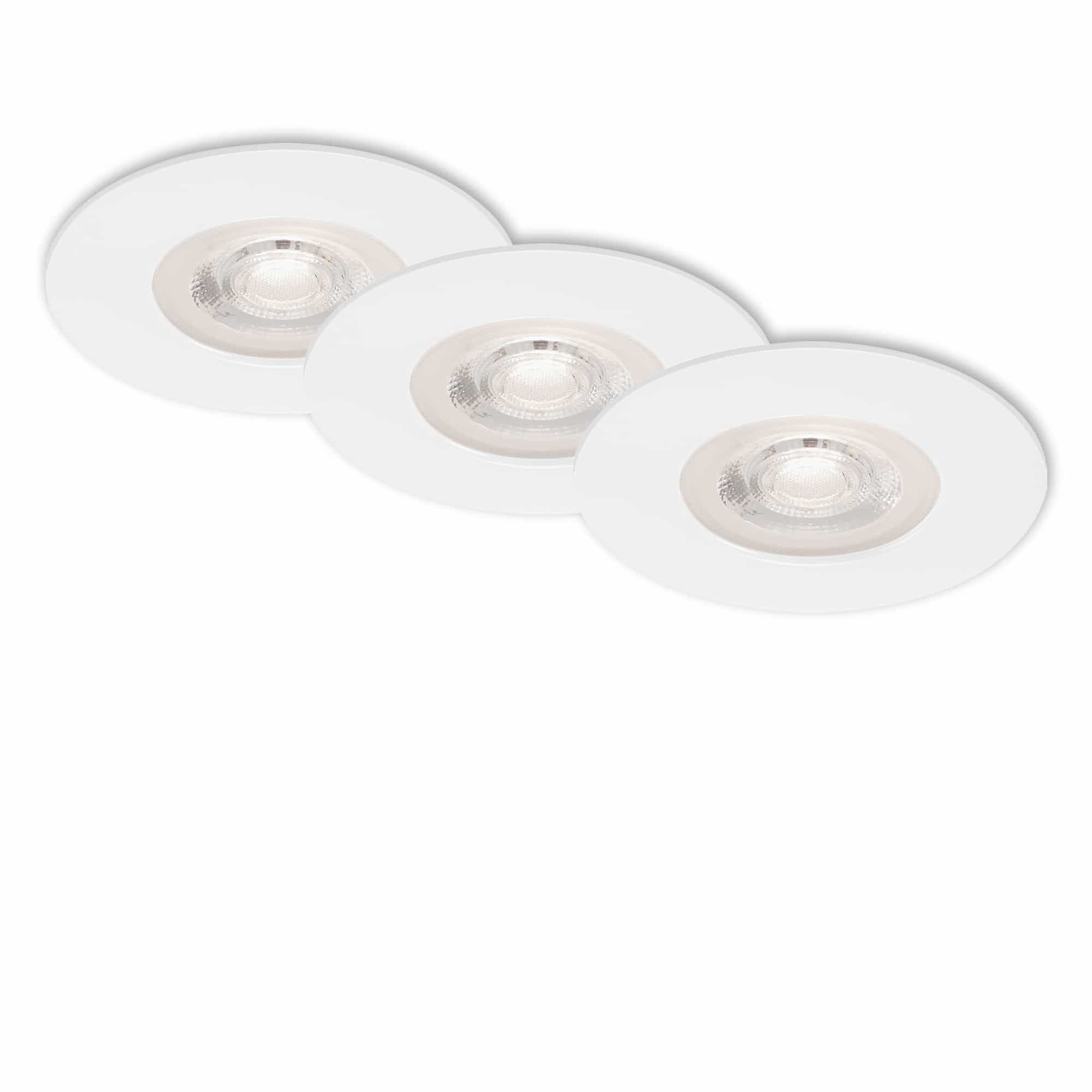 Set of 3 recessed downlights KULANA 68mm - 230V, 4.9W, 480lm, LED, IP44, dimmable, warm white, white