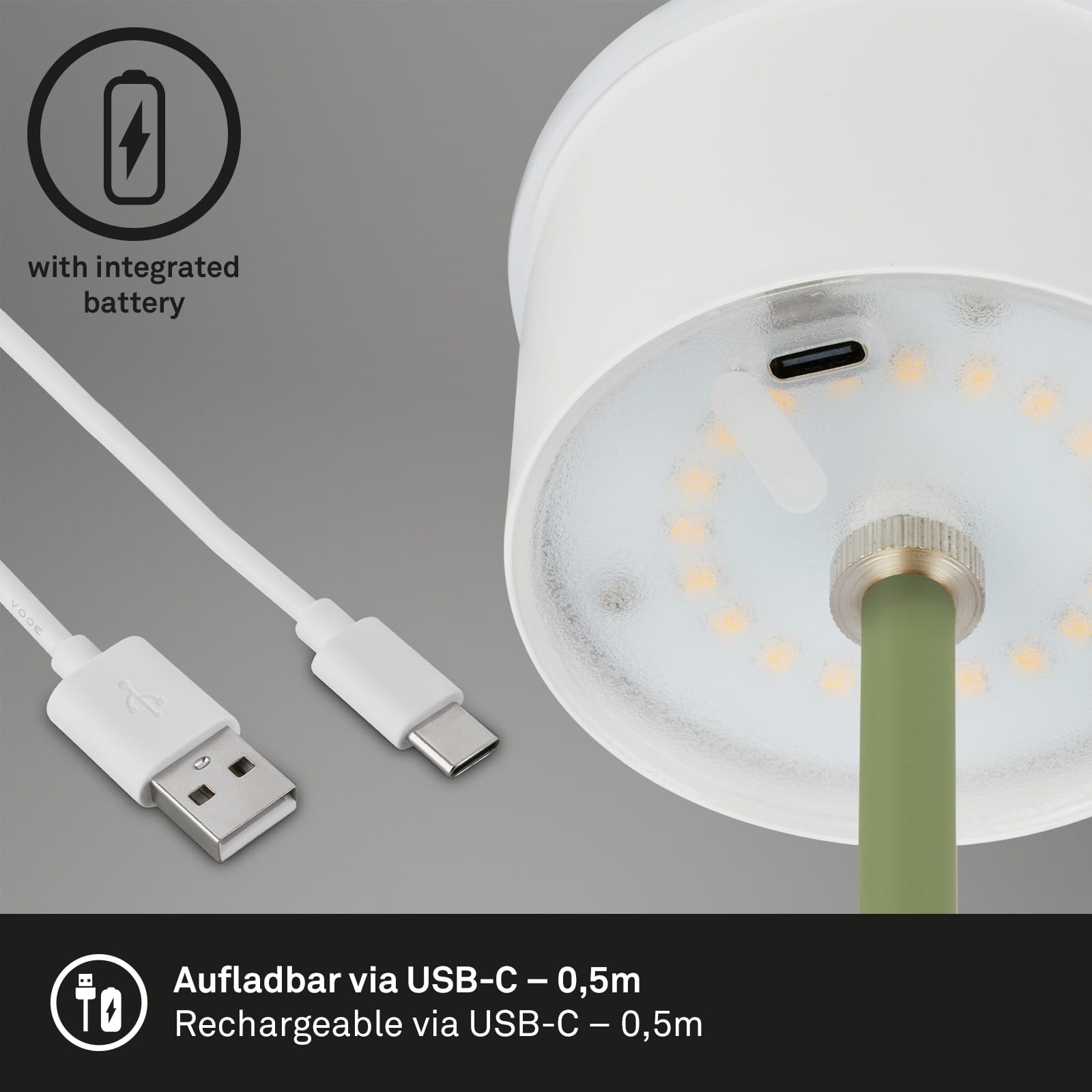 LED Akku-Tischleuchte lindgrün Funktion3