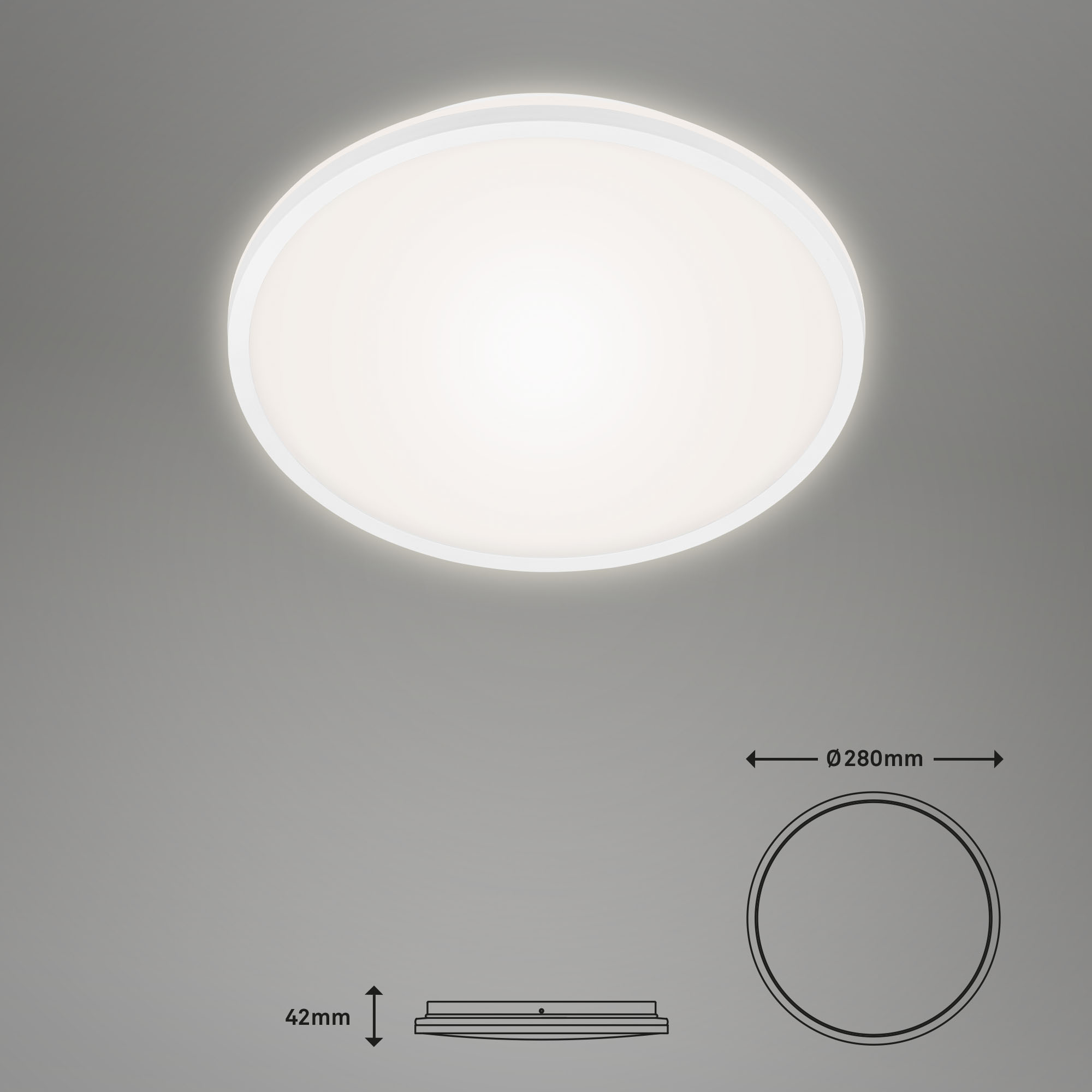 LED Deckenleuchte mit Backlighteffekt weiß LED1 Maßzeichnung