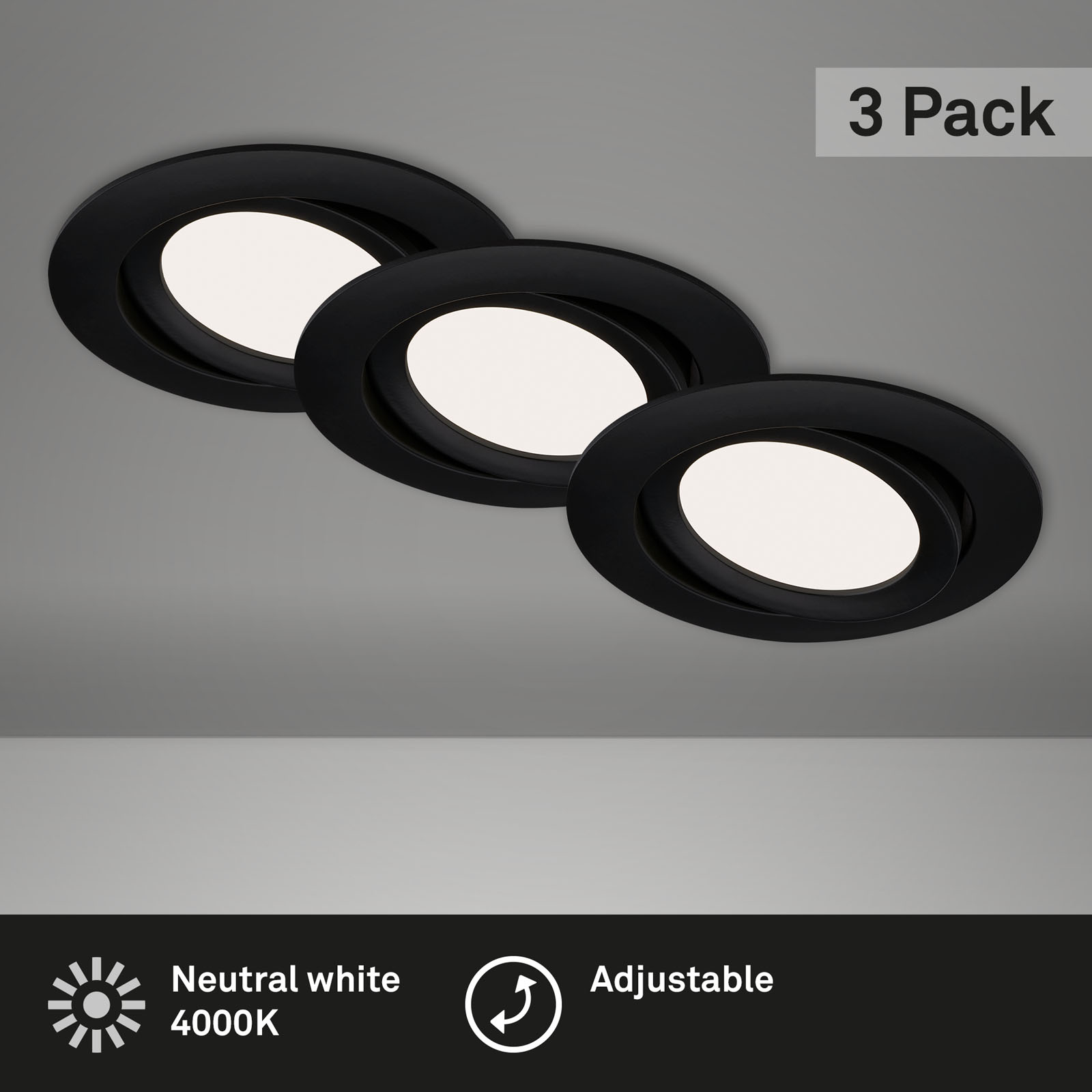 LED Einbauleuchten 3er-Set matt-schwarz LED-Platine Titelbild