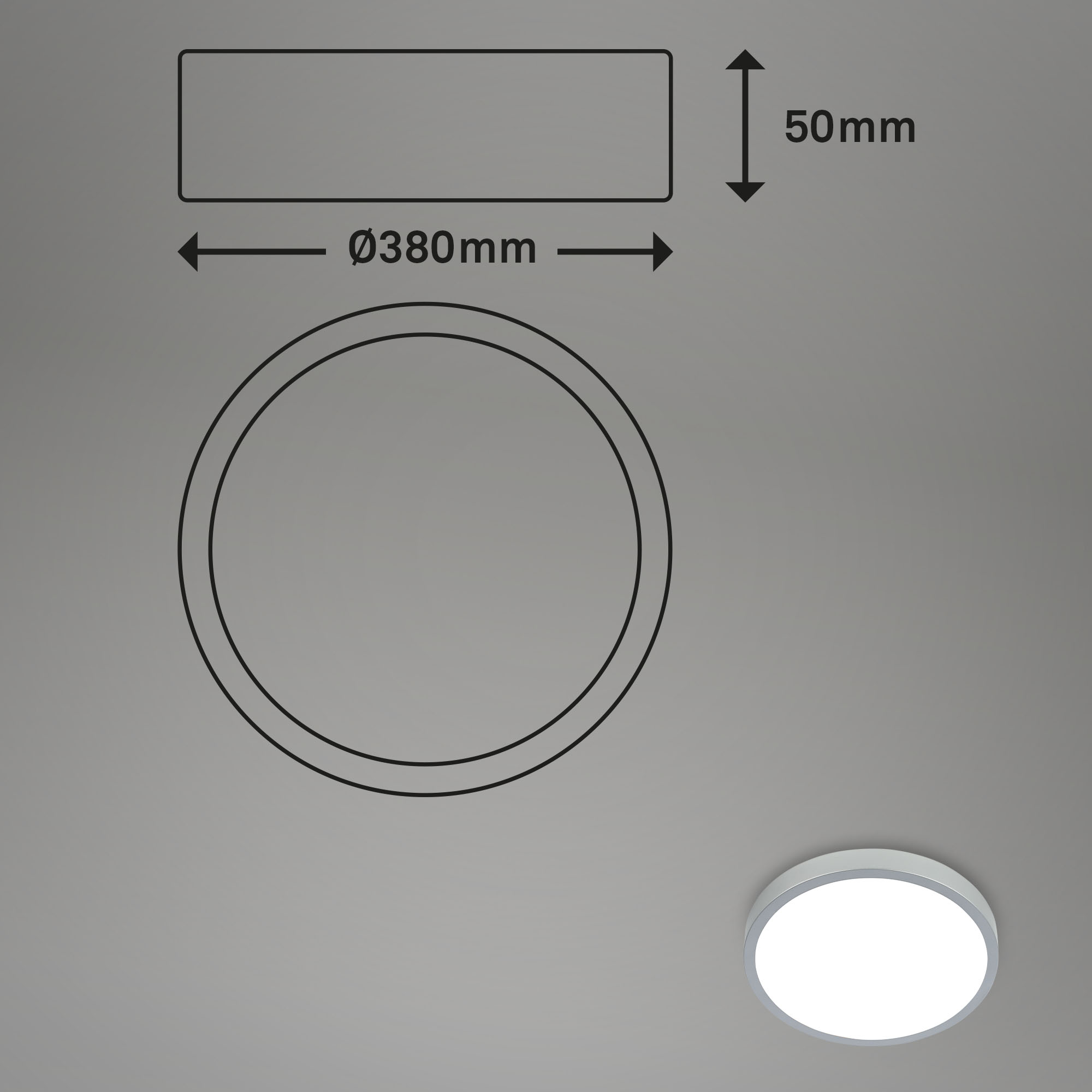 RGBW-LED Aufbauleuchte silberfarbig LED Maßzeichnung