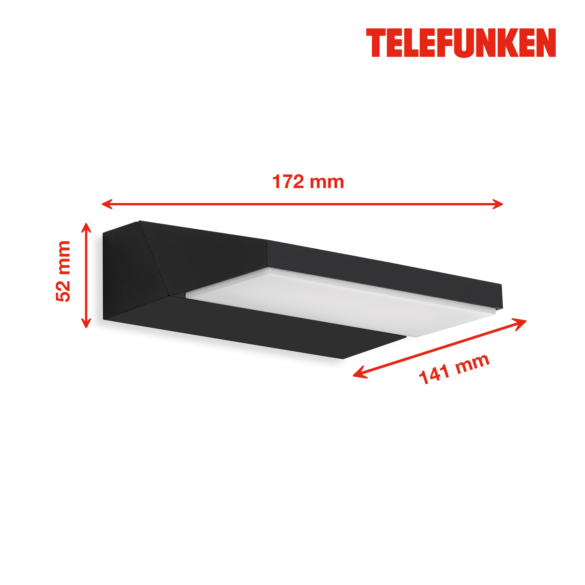 LED Außenwandleuchte schwarz LED-Platine/1 Maßzeichnung