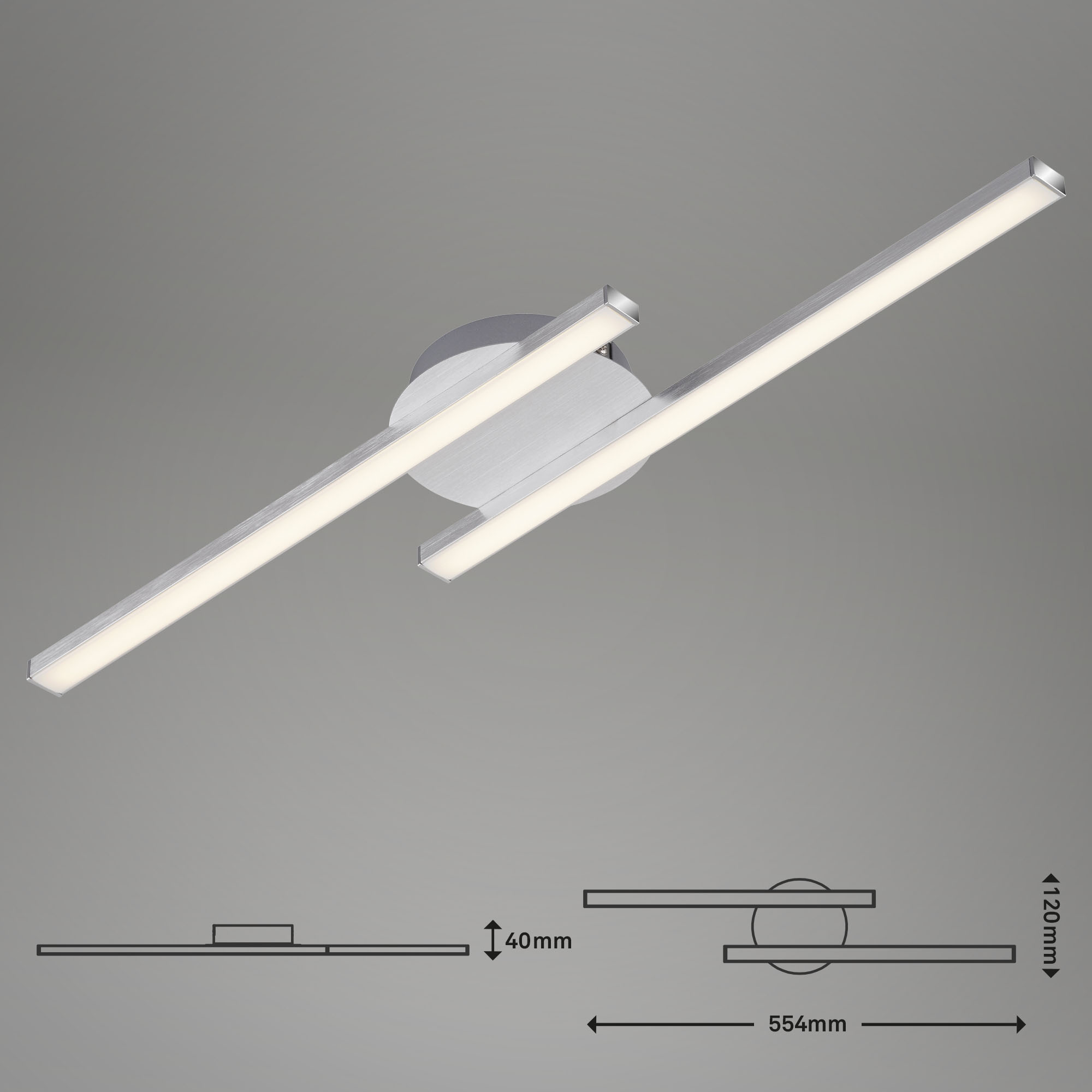 GO LED Deckenleuchte aluminiumfarbig LED Maßzeichnung