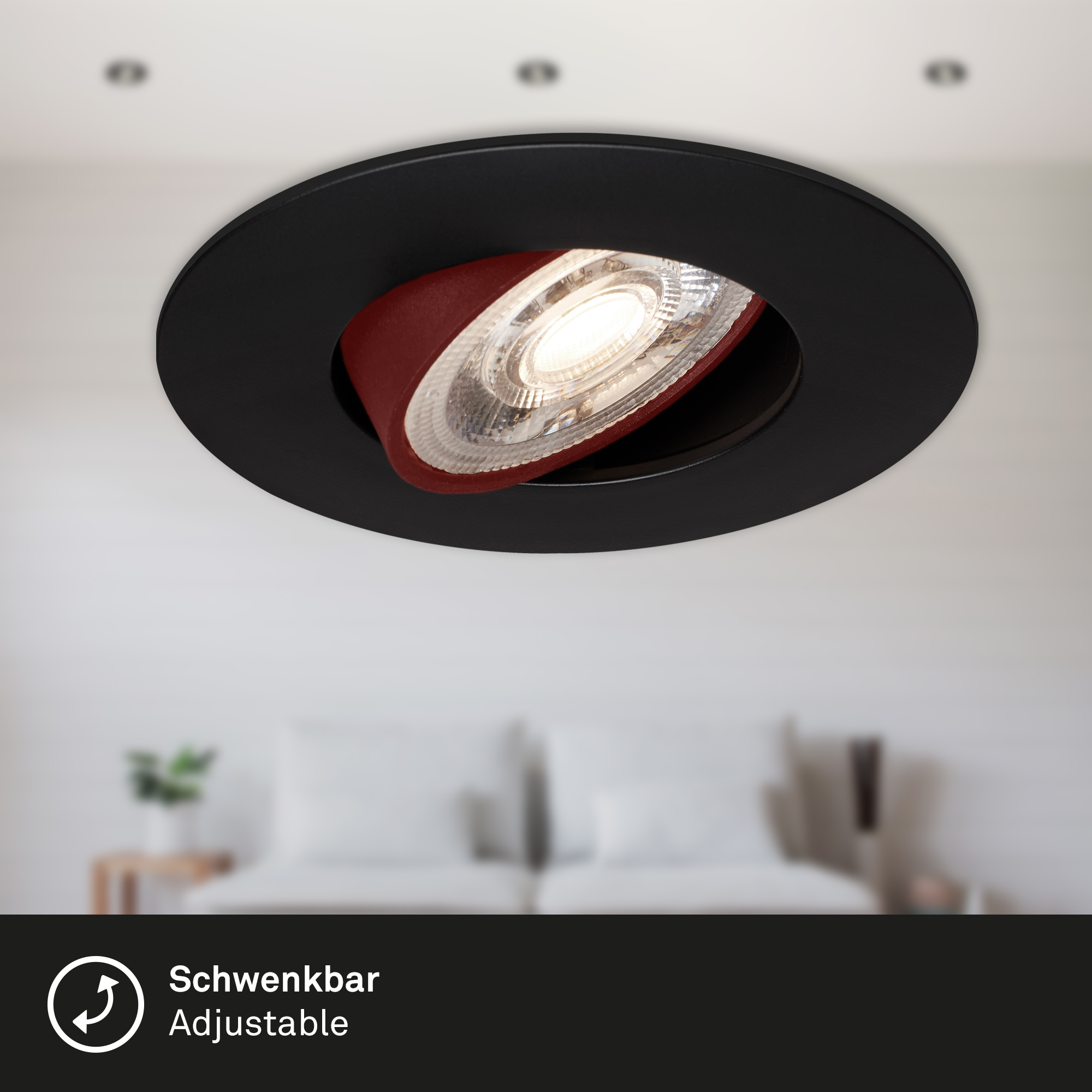 3er Set LED Einbauleuchte Schwarz