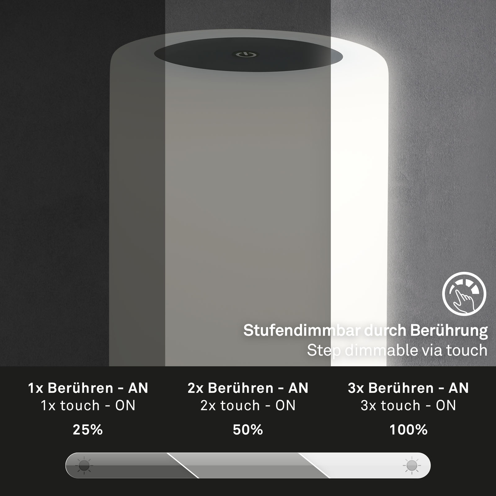 LED Akku Tischleuchte Schwarz