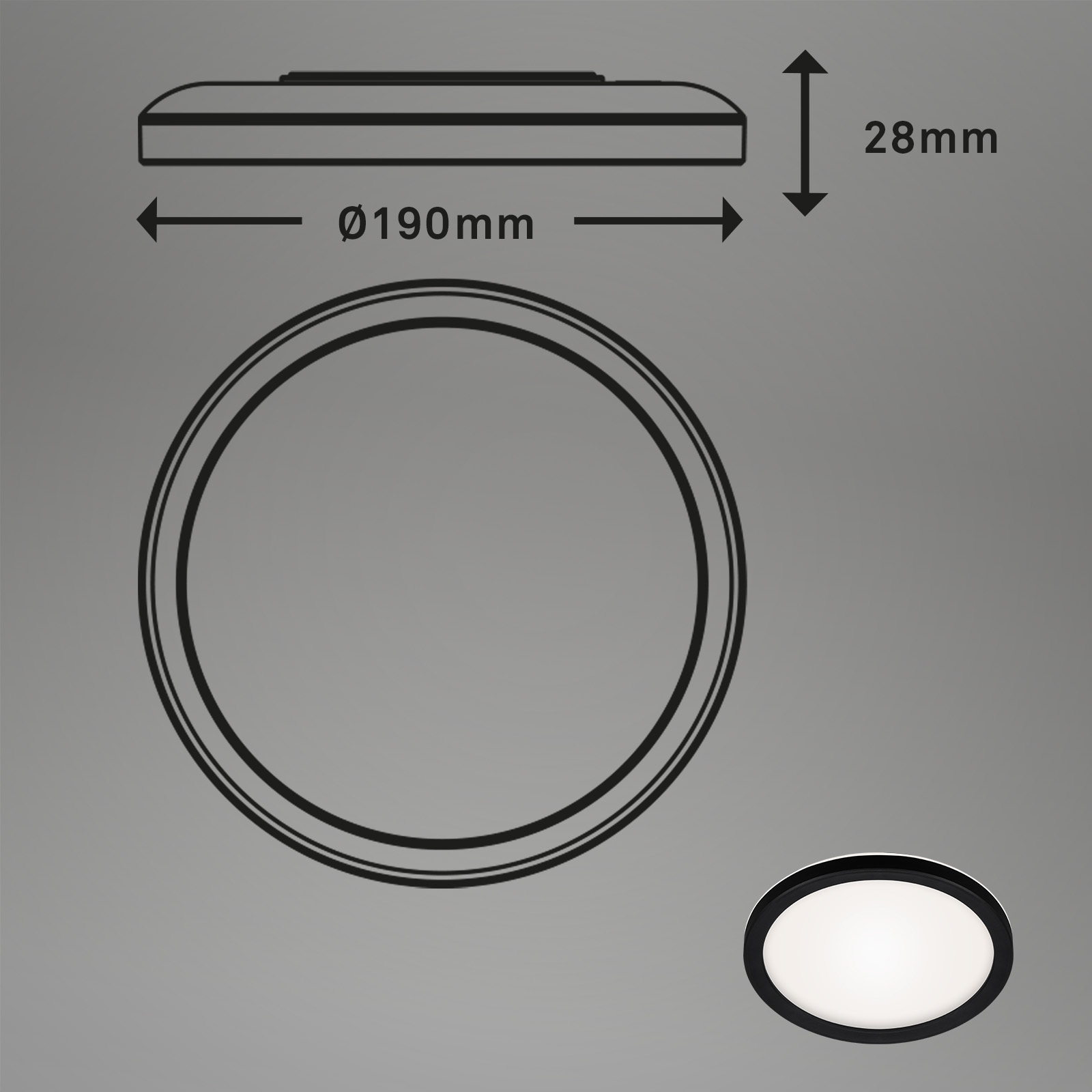 LED Panel Ultraflach schwarz Maße