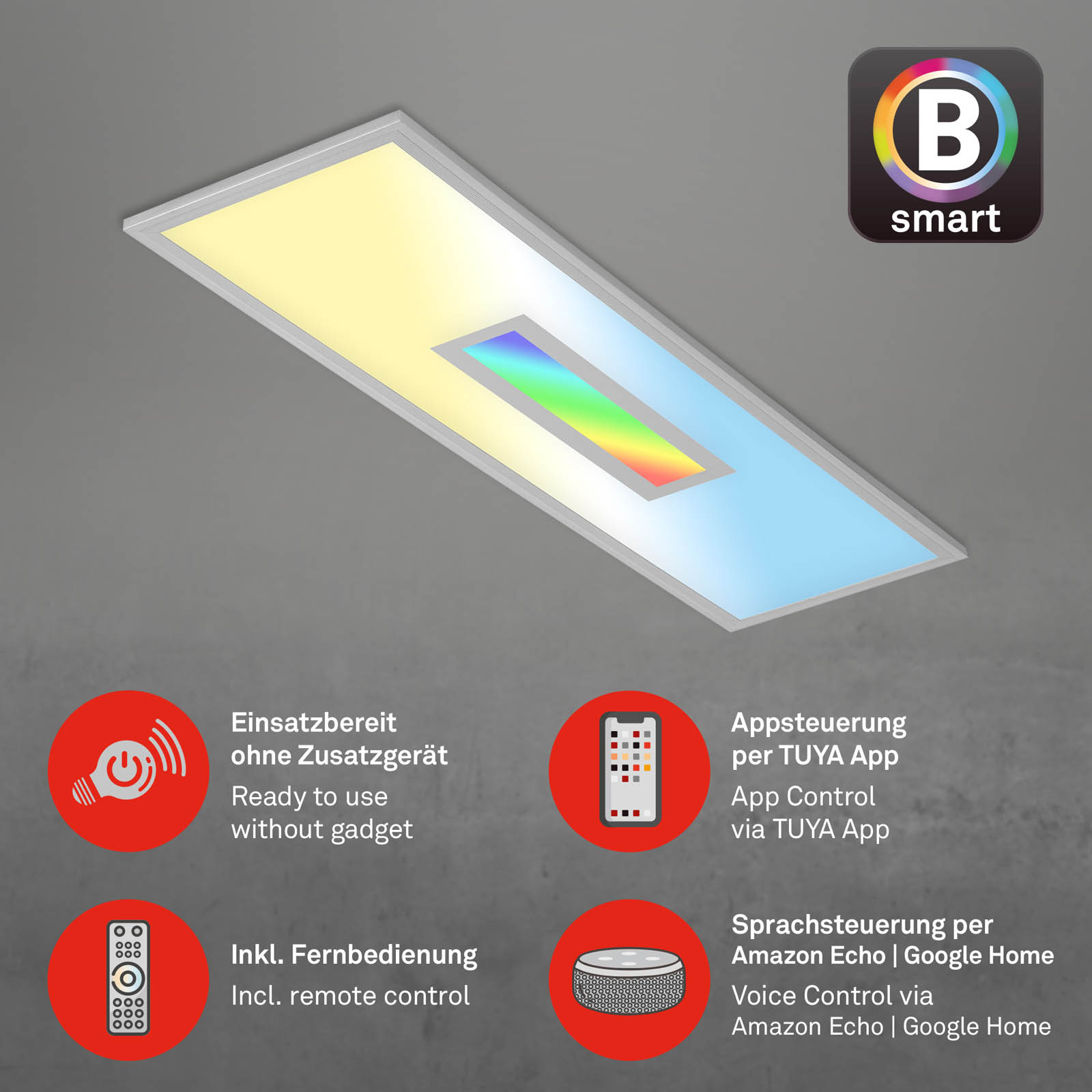 Bsmart WiFi + Bluetooth CCT LED Panel RGB-LED Centerlight Freisteller2