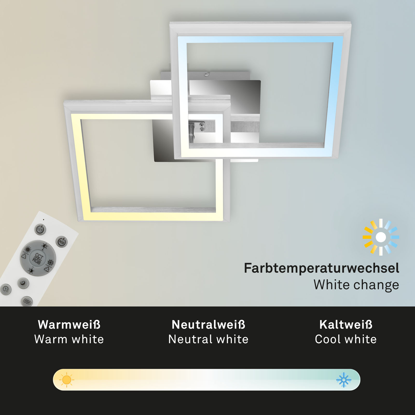 RGB CCT LED Deckenleuchte alu-chrom