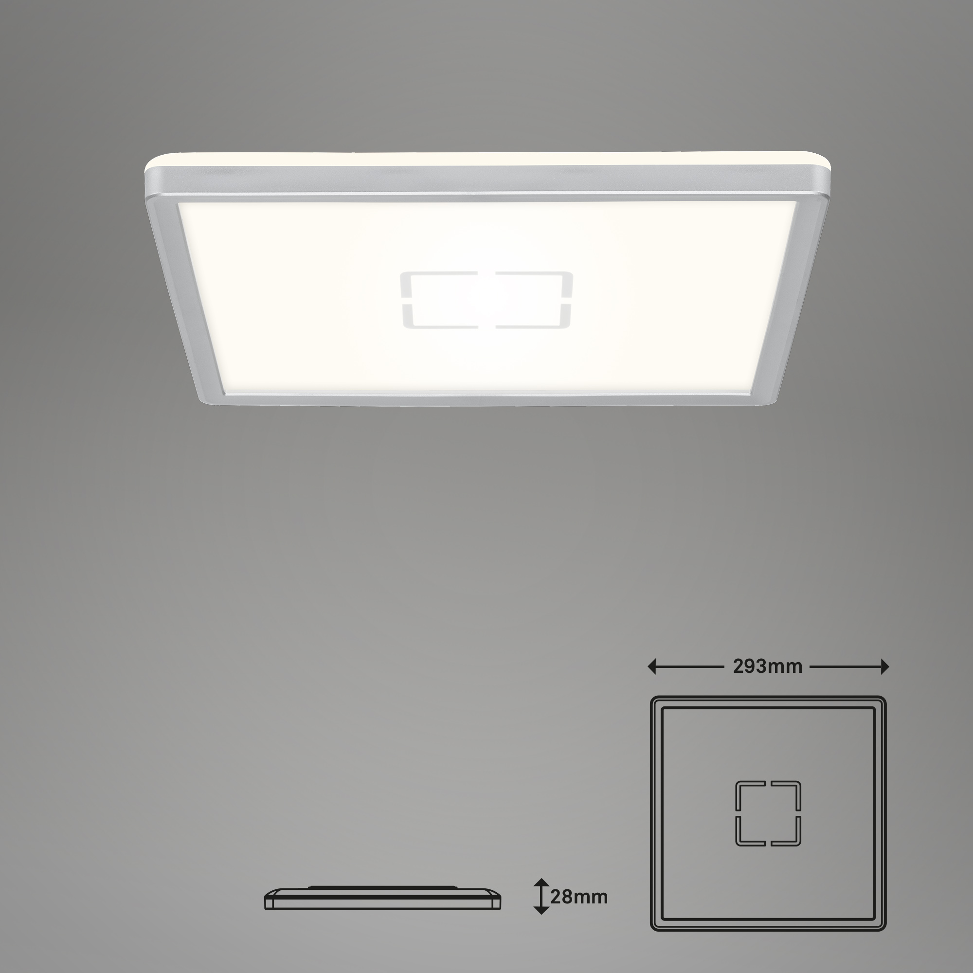 FREE Ultraflache LED Deckenleuchte weiß-silber LED Maßzeichnung