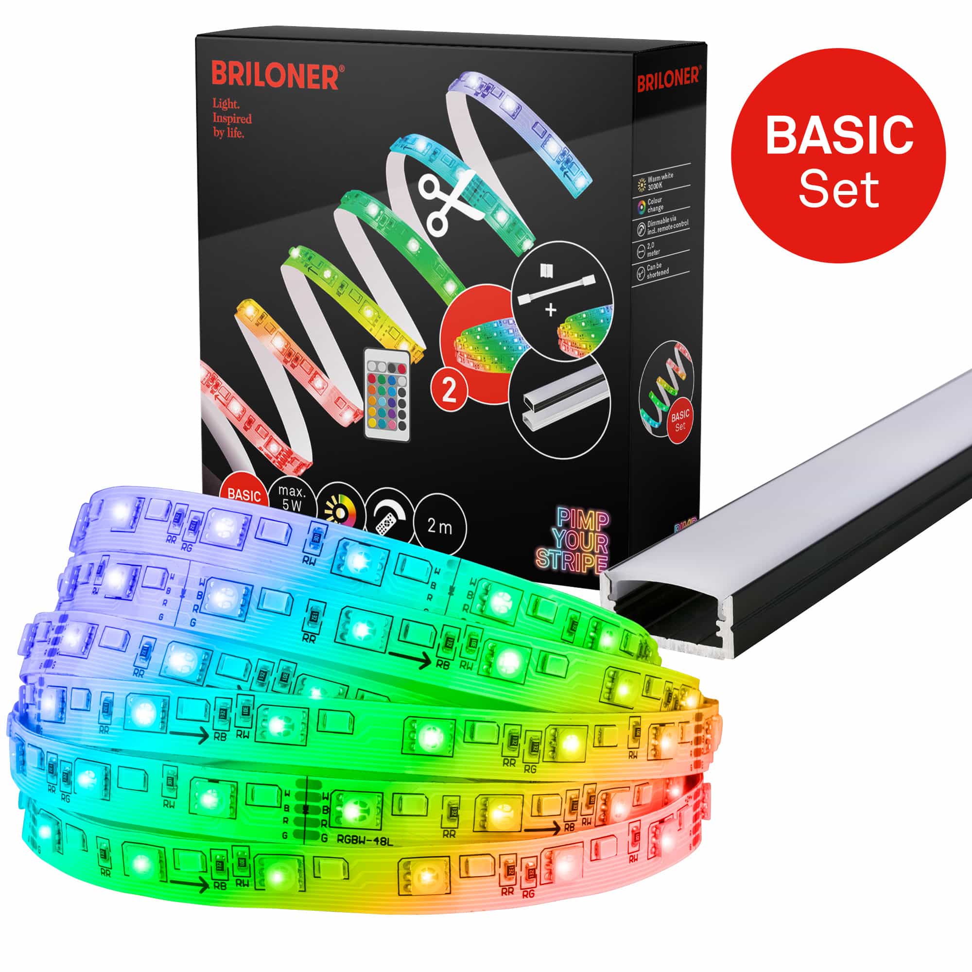 Pimp Your Stripe Starterset LED Strip 2m, RGB+W, Fernbedienung