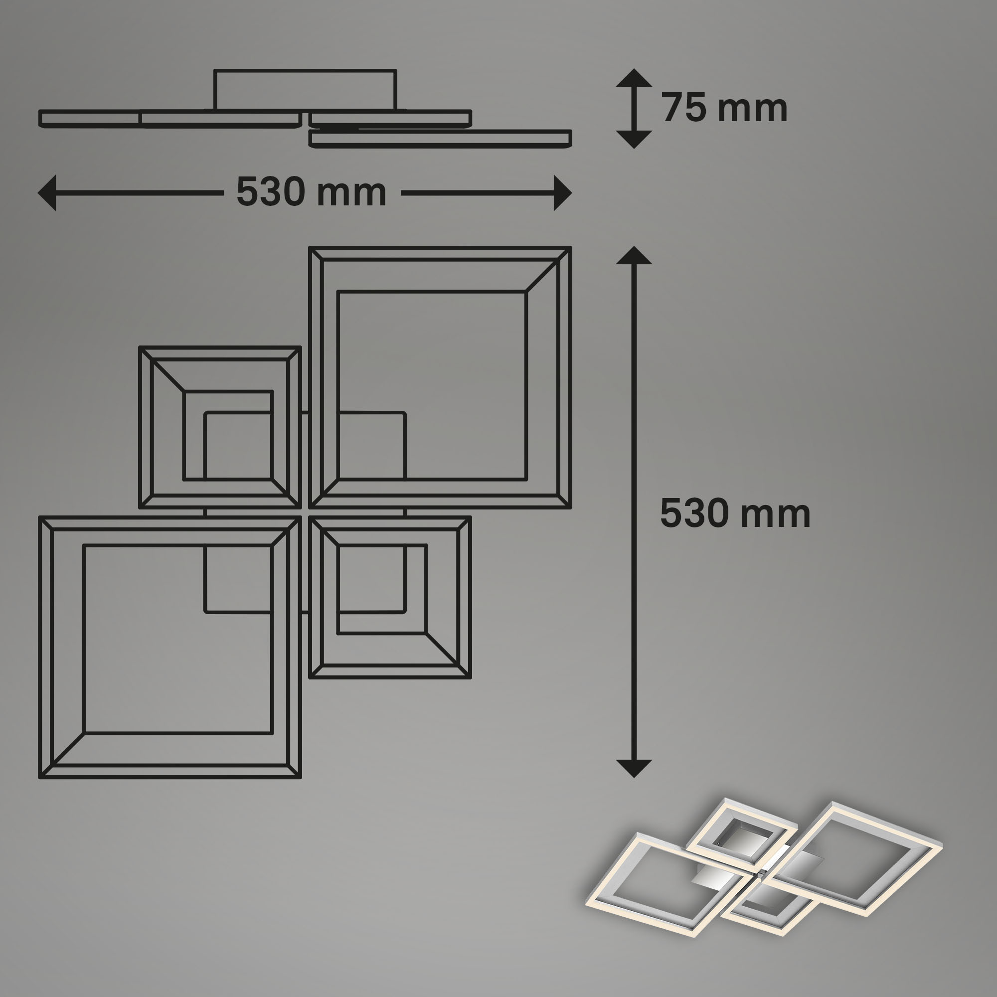 LED Deckenleuchte Alu-chrom Maßzeichnung