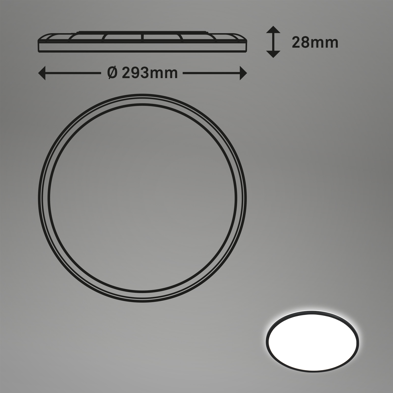 SLIM LED Panel schwarz Maße