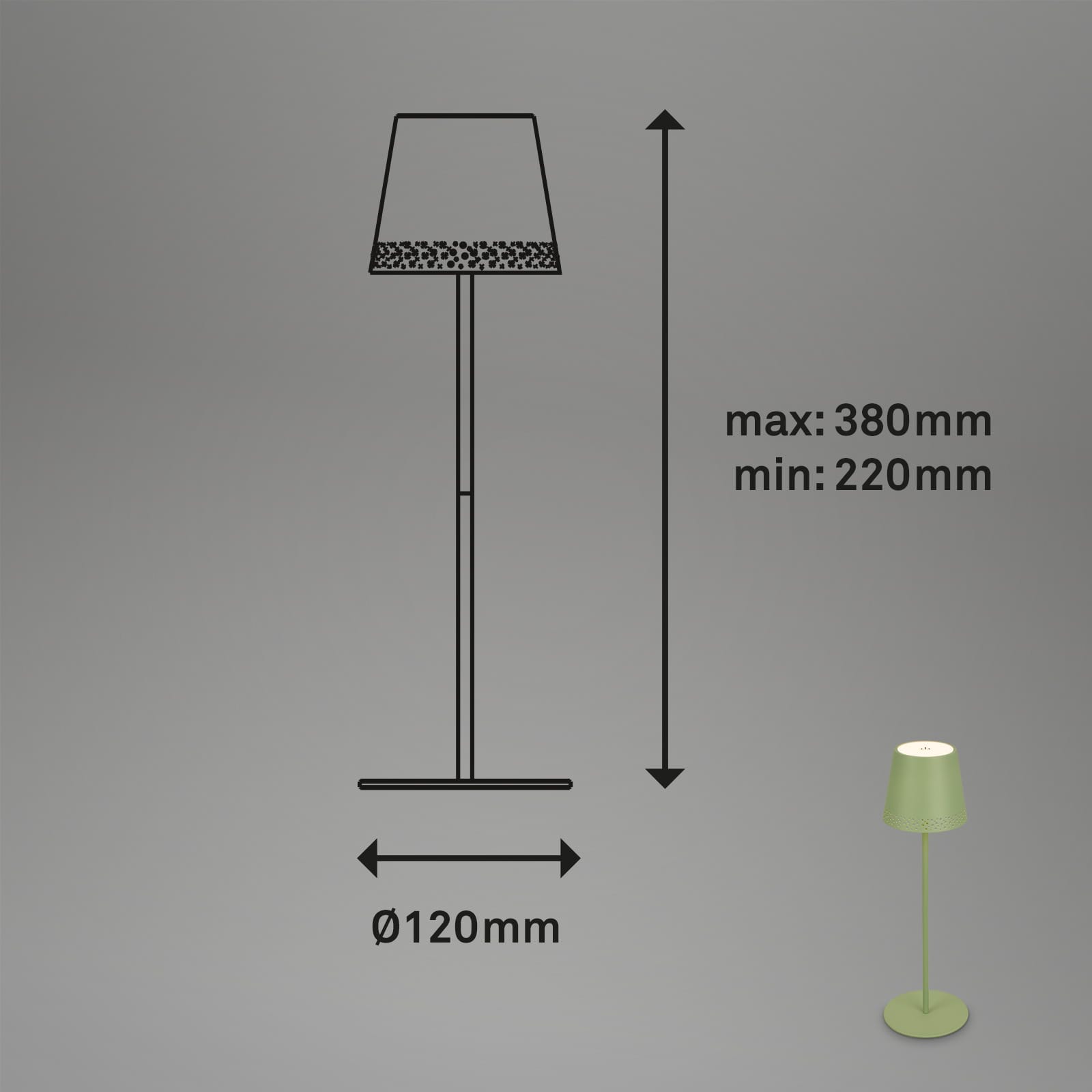 LED Akku-Tischleuchte lindgrün Maße