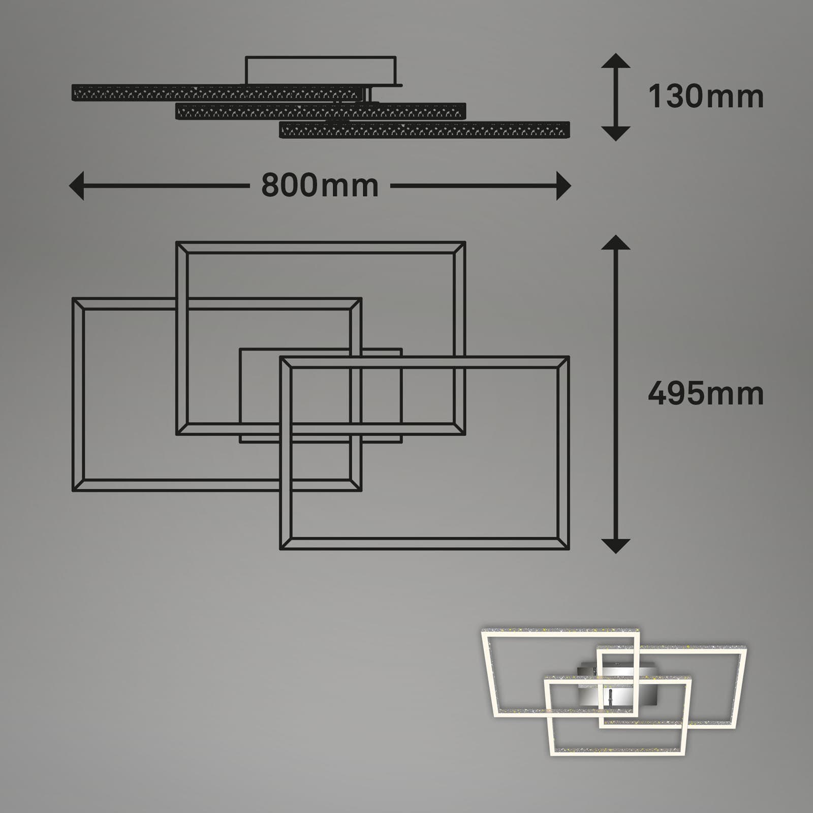 LED Deckenleuchte Alu-chrom Maßzeichnung