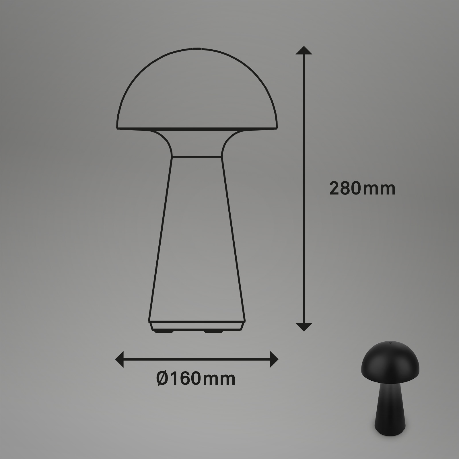 LED Akku-Tischleuchte schwarz Maße