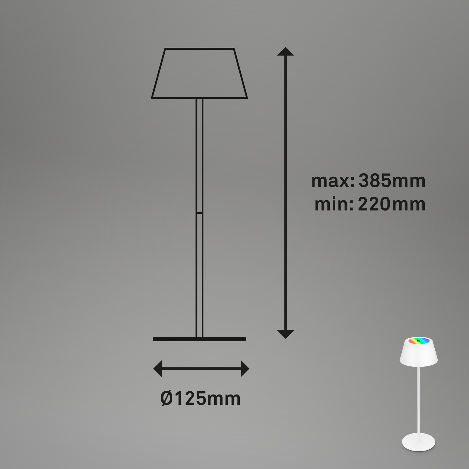 LED RGB Akku-Tischleuchte weiß Maße