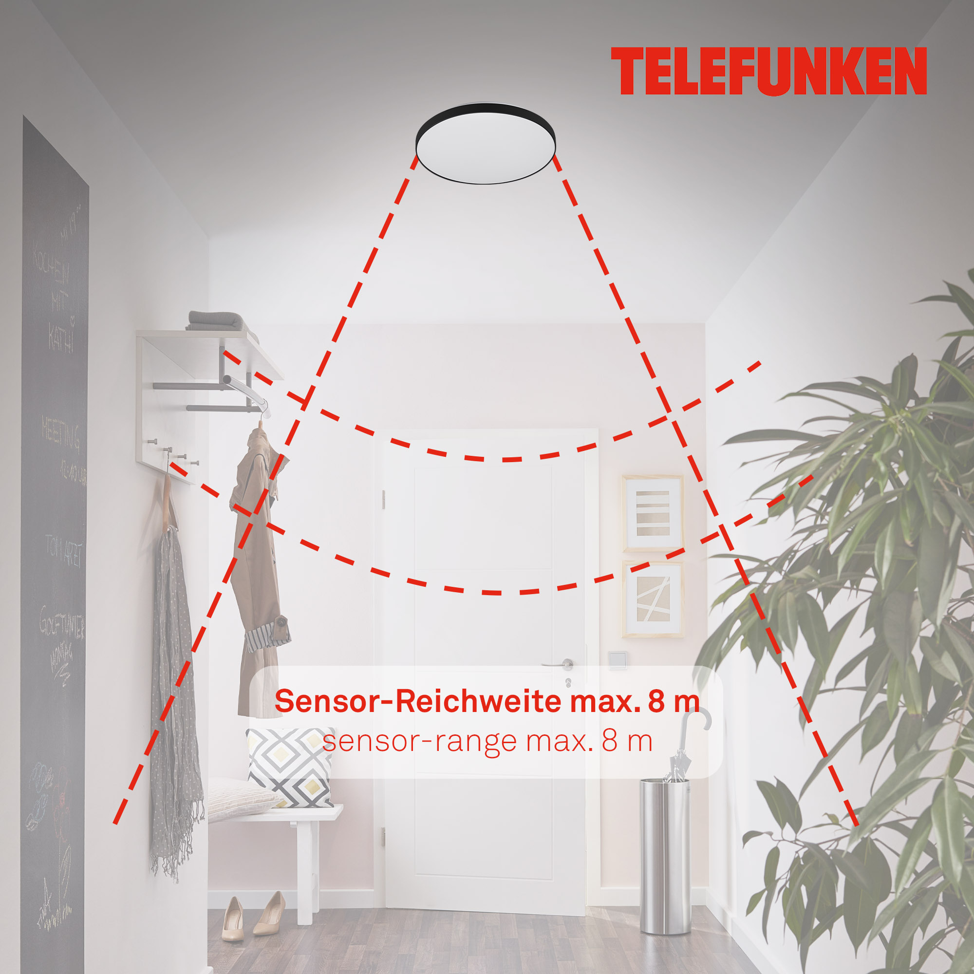 Sensor-LED Deckenleuchte weiß-schwarz IP44 1xLED Funktion