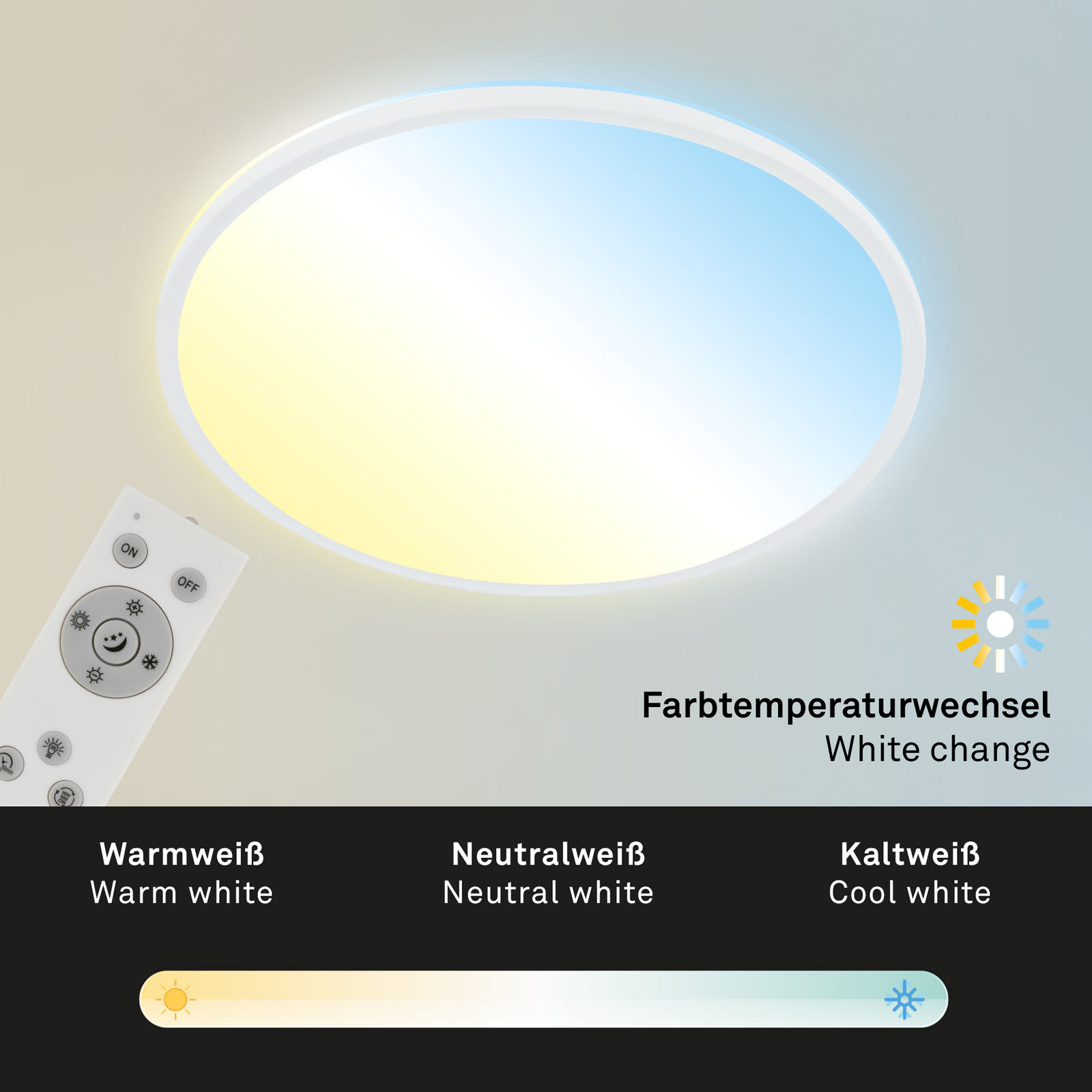 Ultraflaches CCT LED Panel weiß CCT Funktion